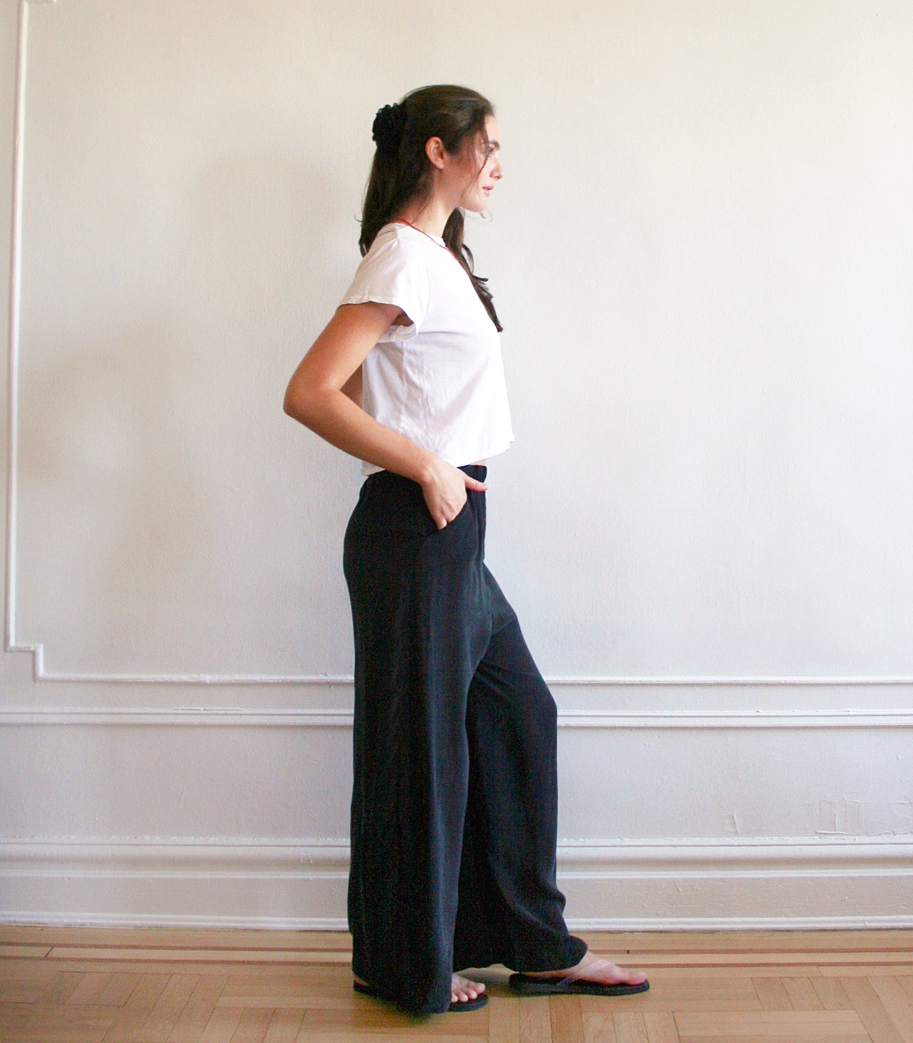 Lana Silky Wide Leg Pants - Black