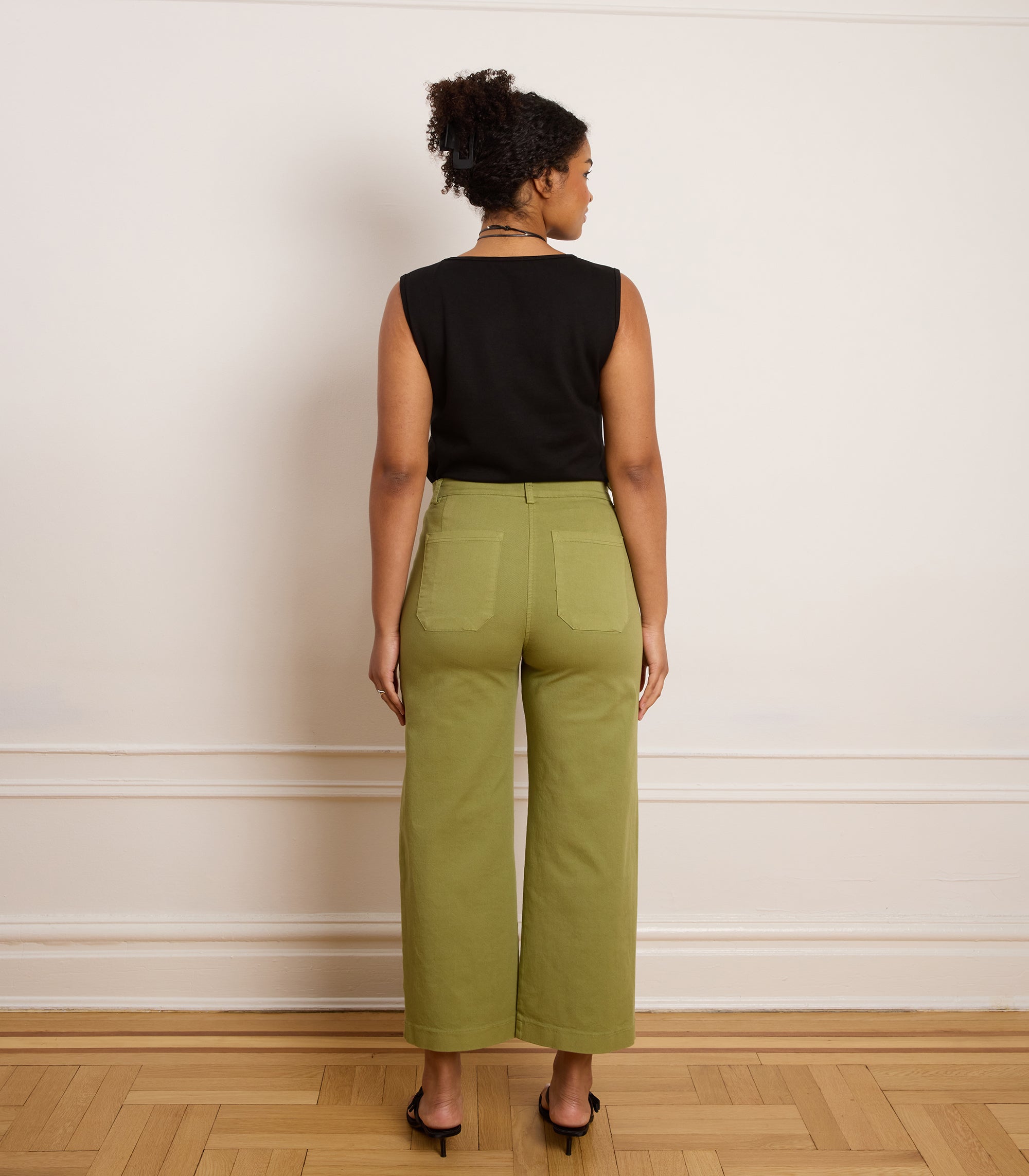 Simone Wide Crop Pants - Pistachio