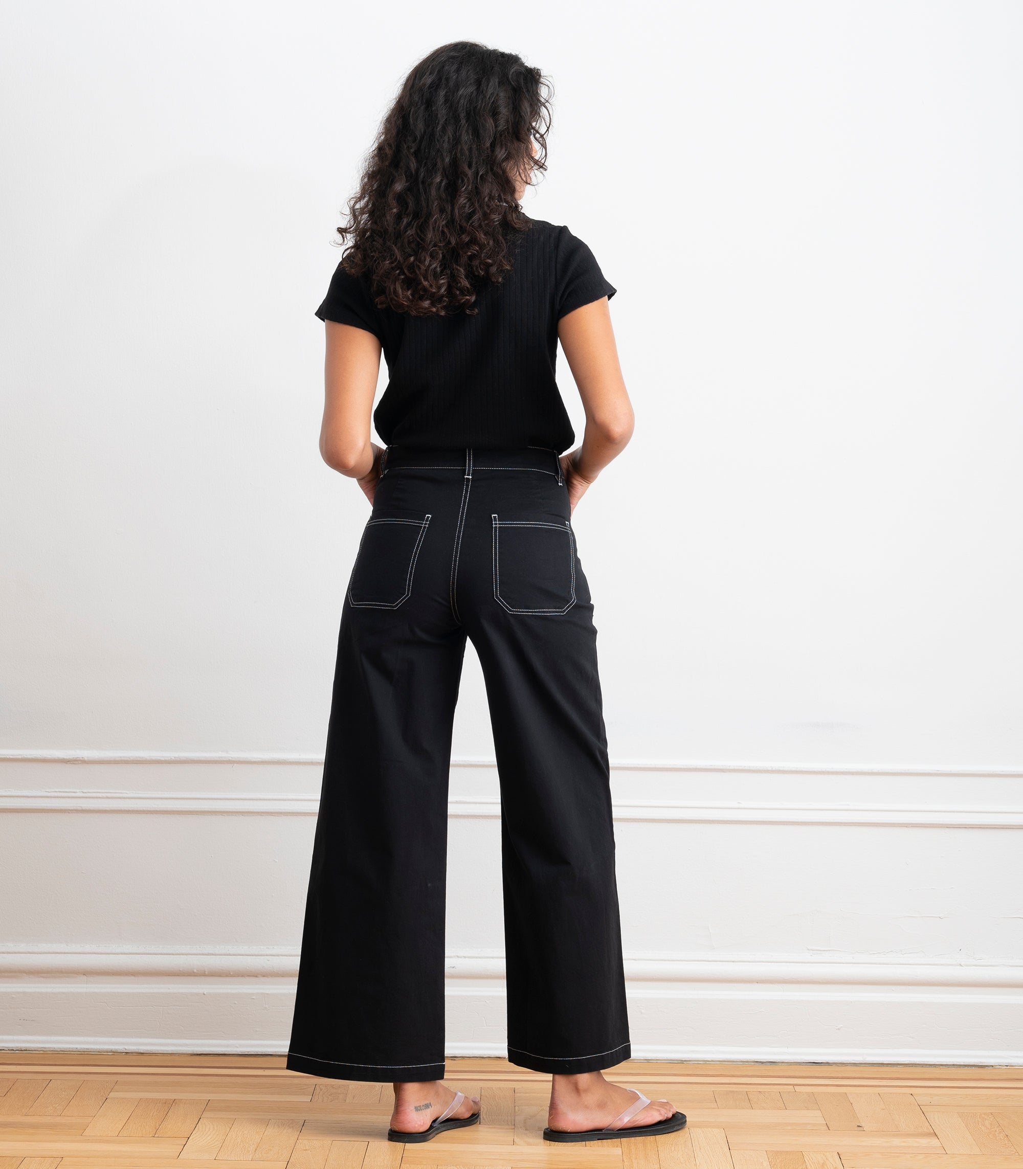 Toni Wide Ankle Pants - Black & White