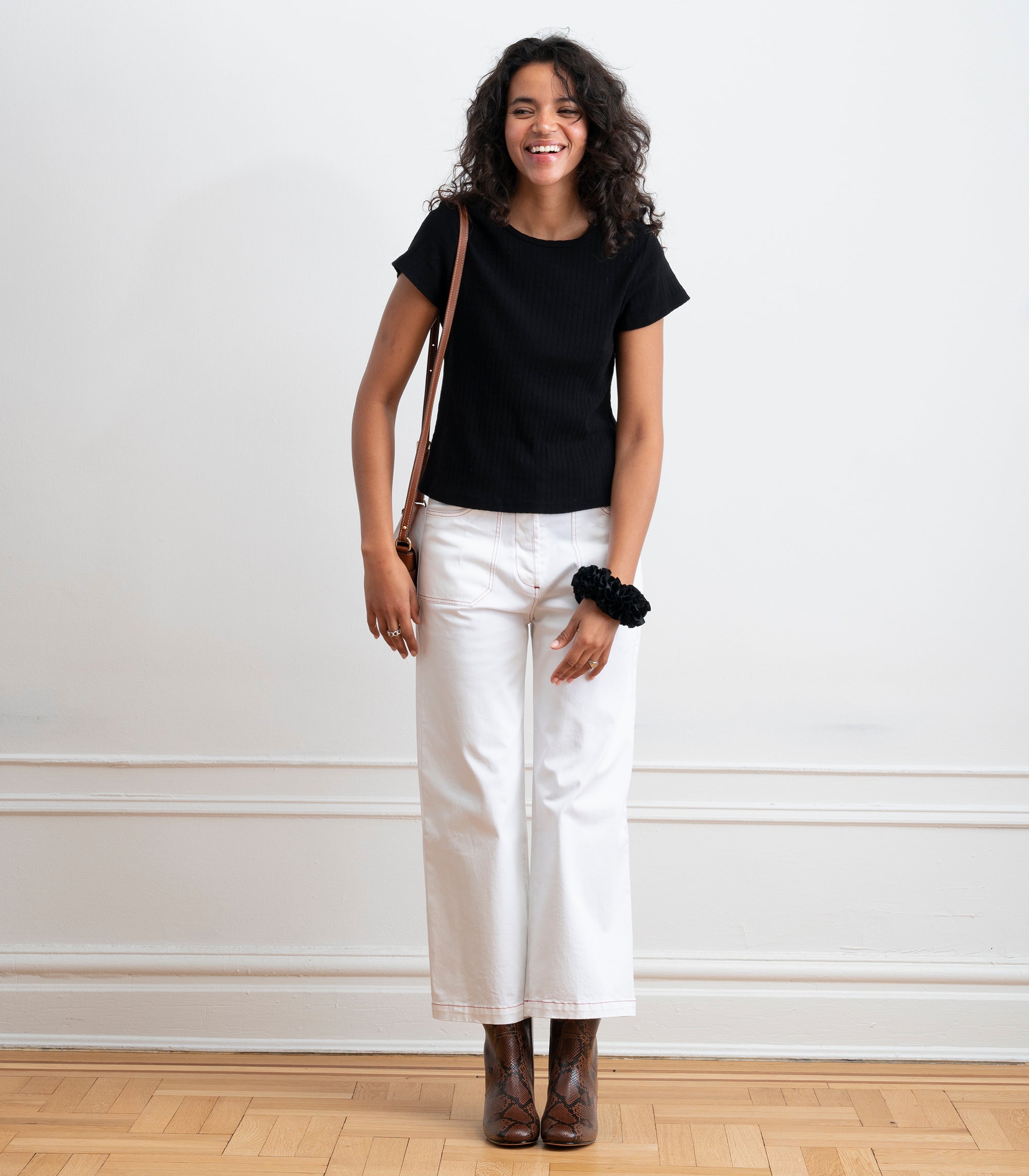 Miranda Pointelle Tee - Black SS26