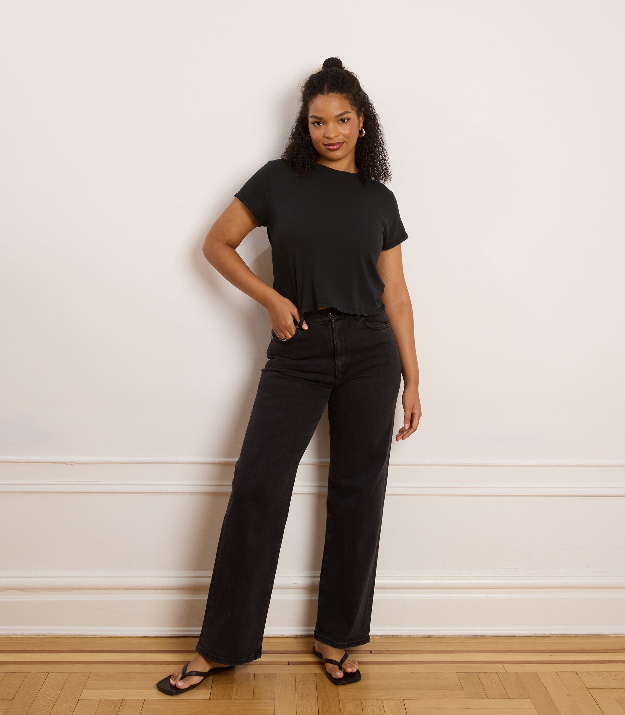 Francois High Rise Wide Leg Jeans - Black