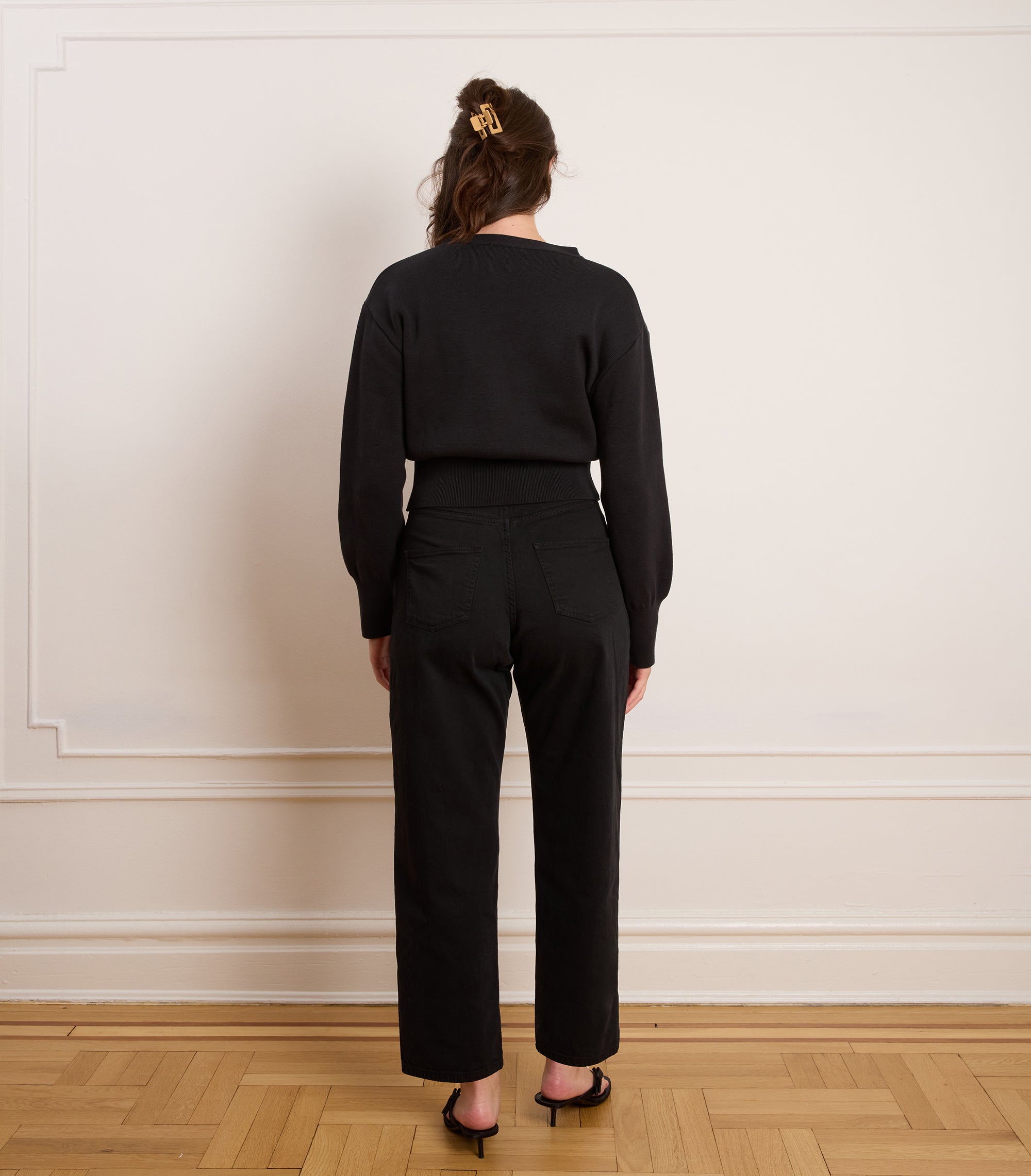 Celia Cropped Snap Cardigan - Black