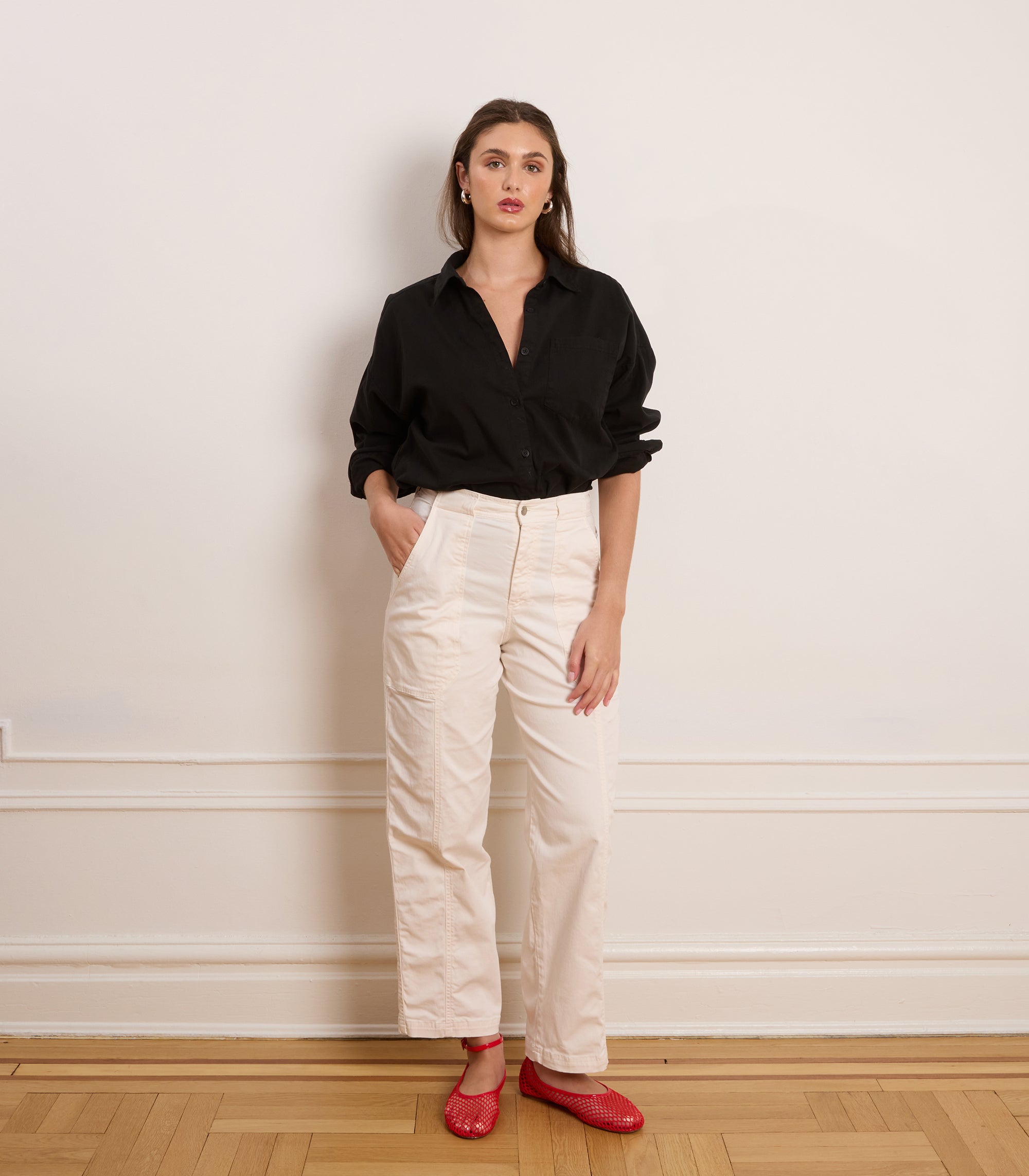 Jess Relaxed Seamed Trousers - Salt