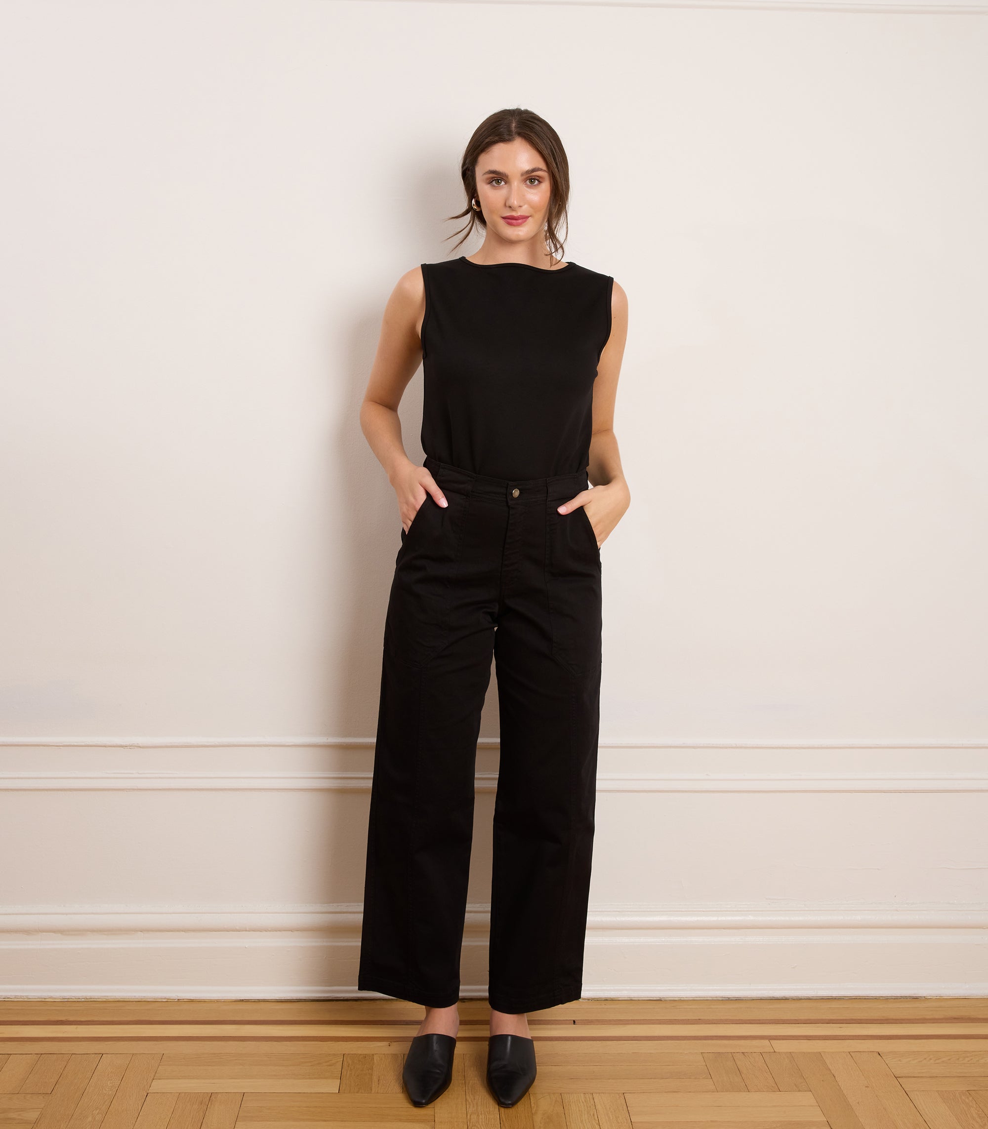 Jess Relaxed Seamed Trousers - Black