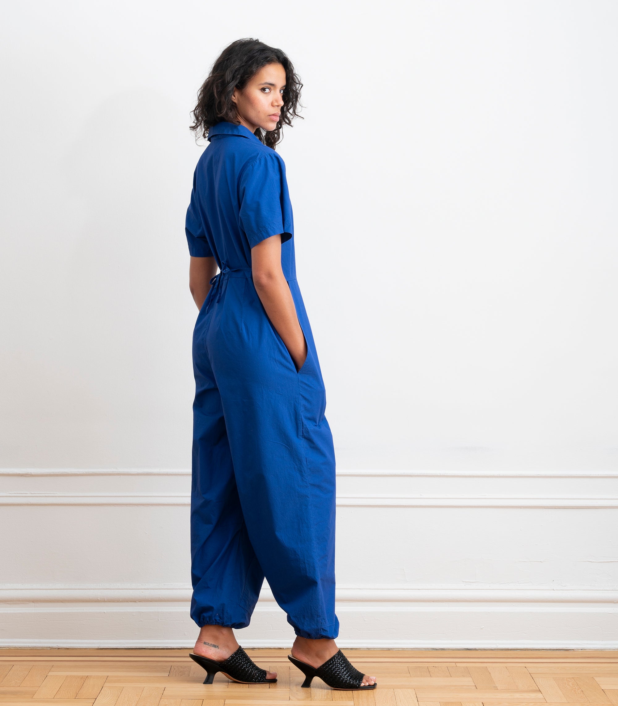 Clara Short Sleeve Parachute Leg Jumpsuit - Blueberry