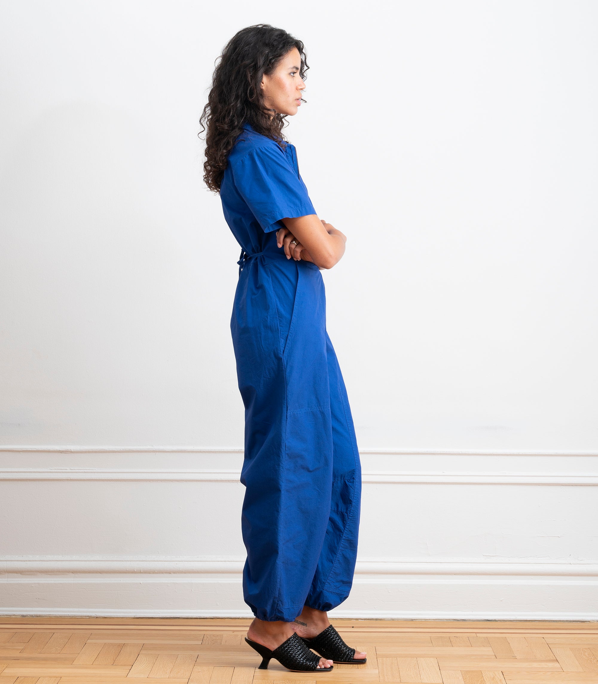 Clara Short Sleeve Parachute Leg Jumpsuit - Blueberry