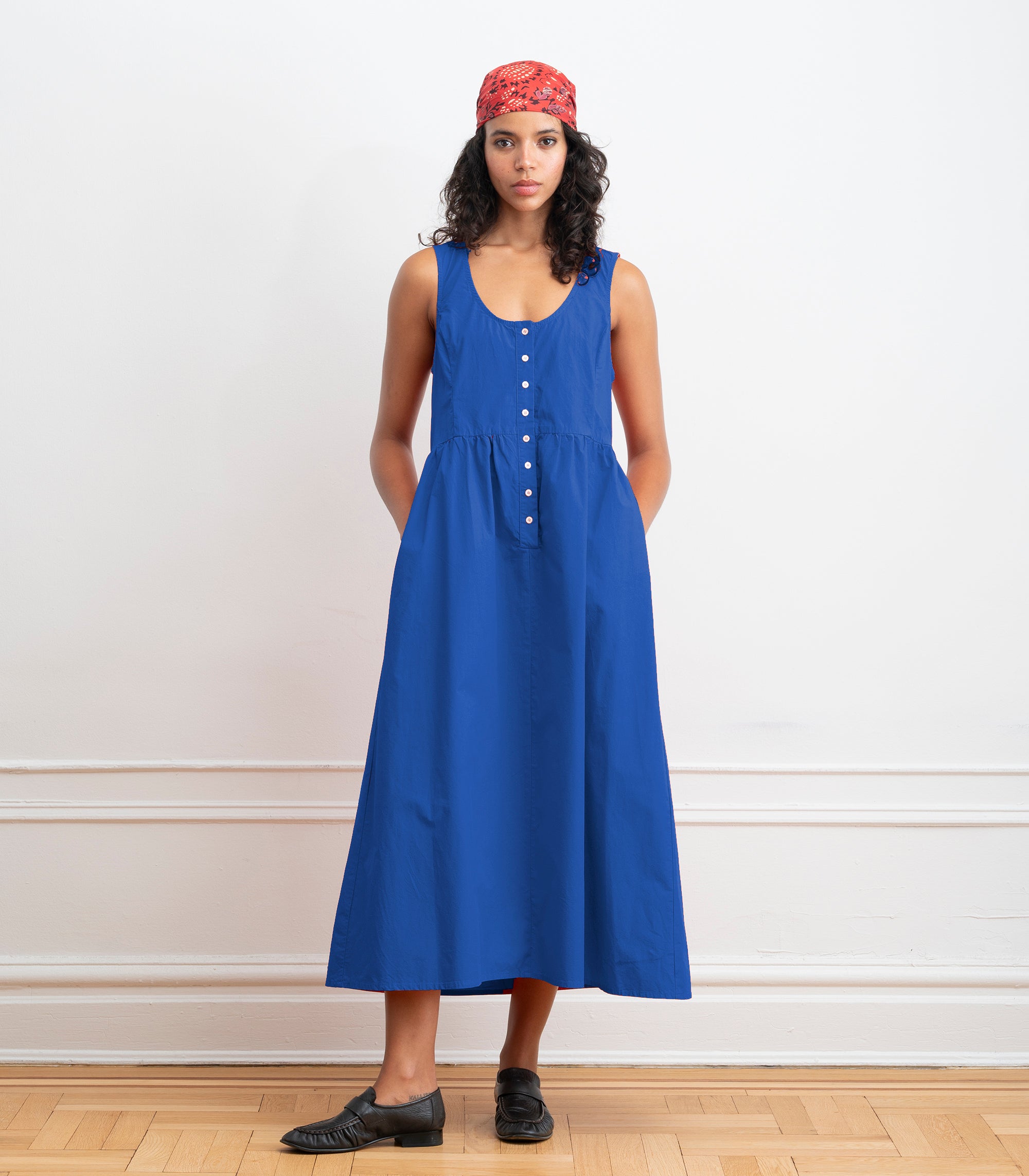 Sierra Button Up Midi Dress - Blueberry SS26