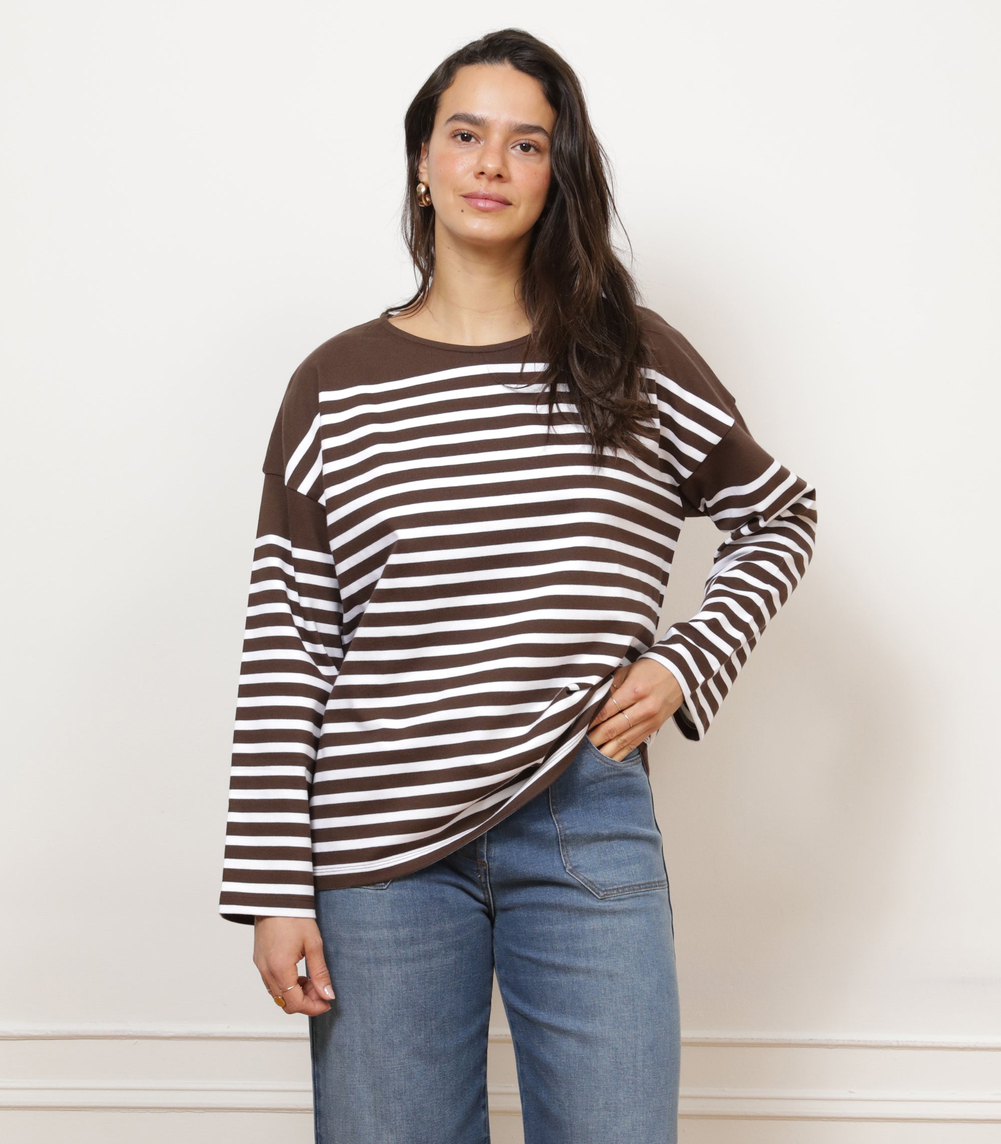 Marianne Stripe Breton Tee - Brown
