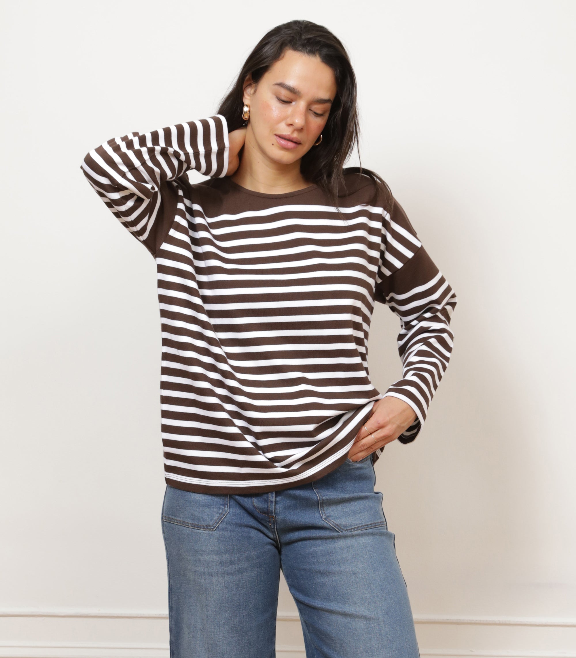 Marianne Stripe Breton Tee - Brown