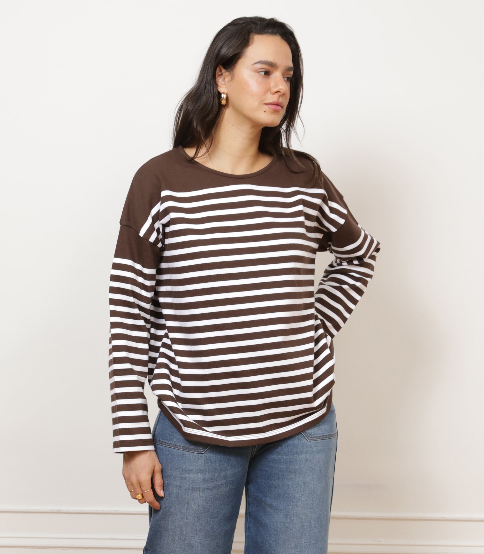 Marianne Stripe Breton Tee - Brown