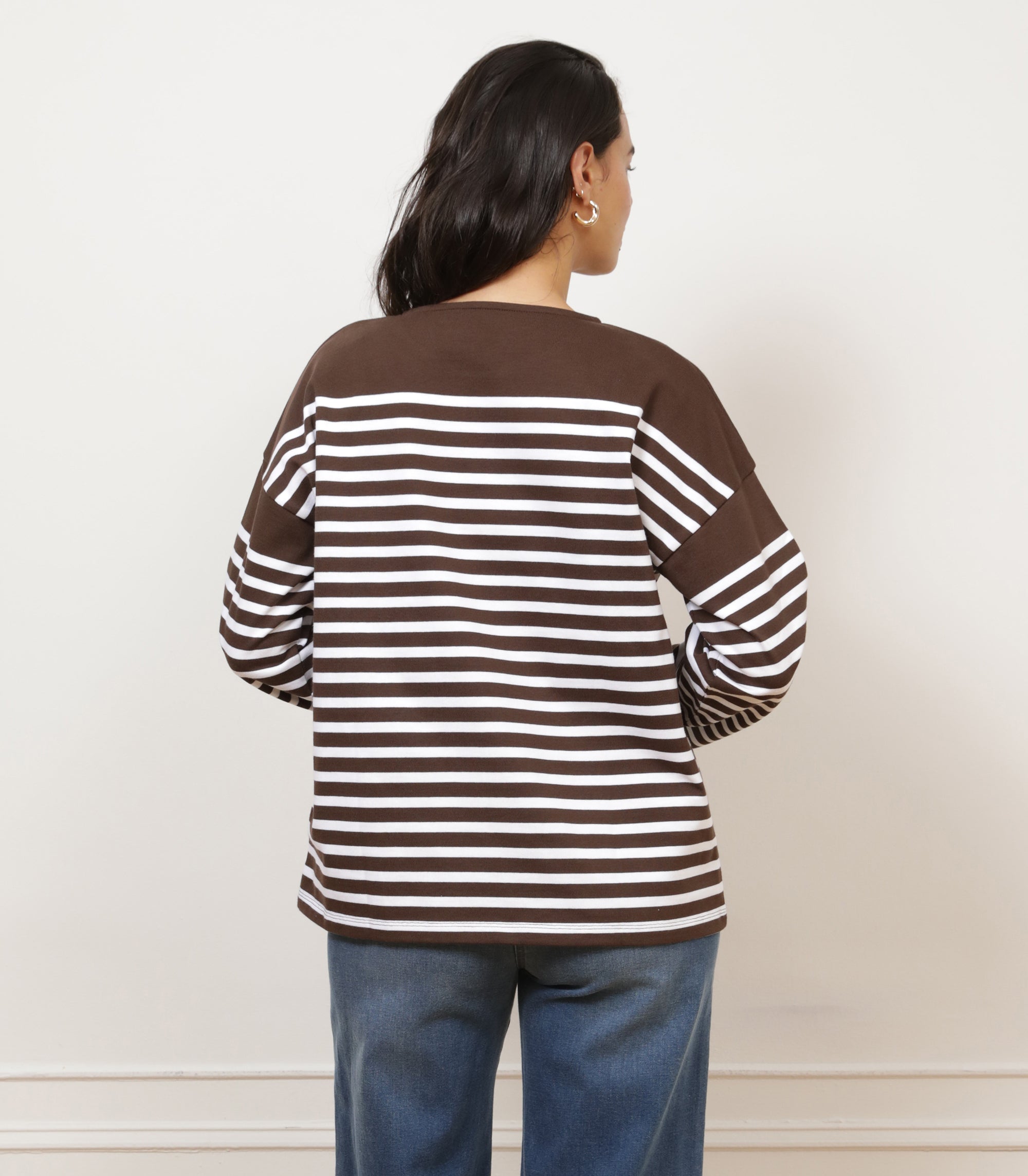Marianne Stripe Breton Tee - Brown