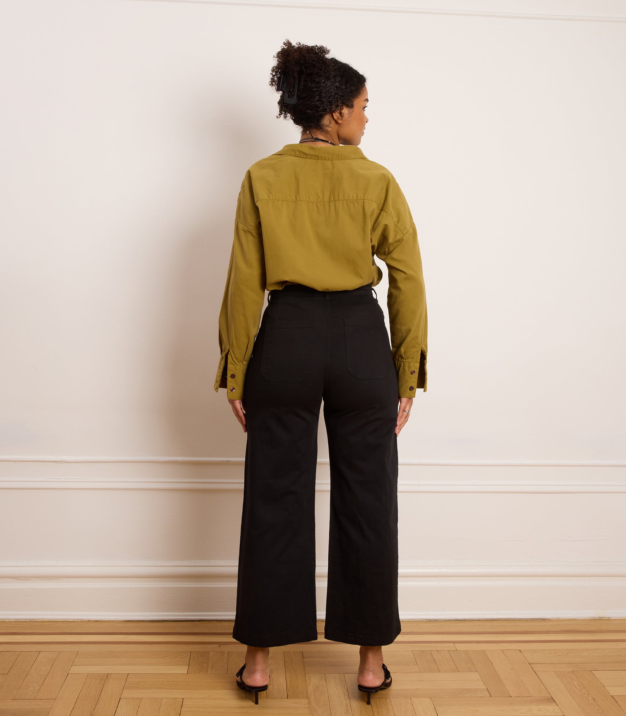 Simone Wide Crop Pants - Black