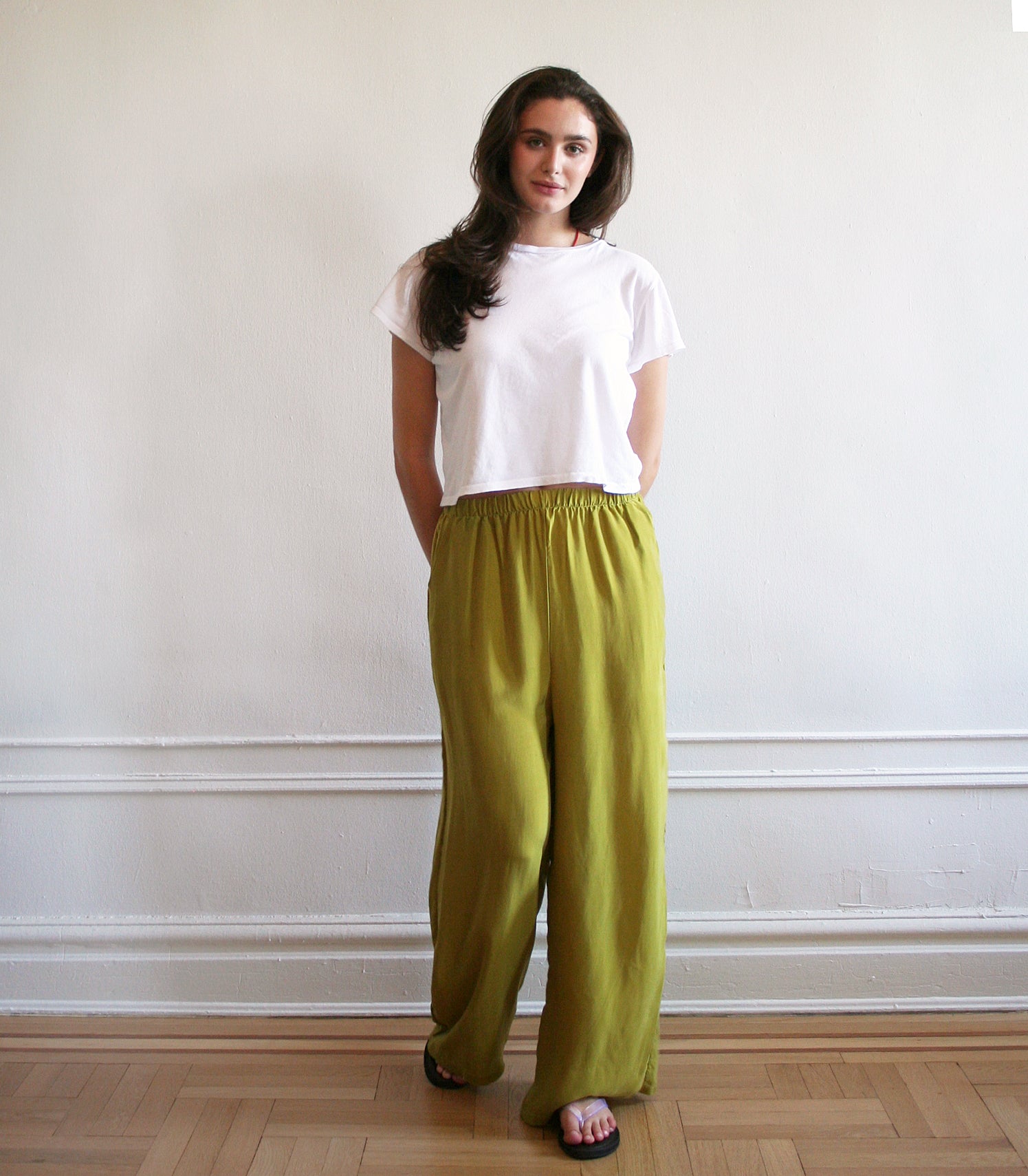 Lana Silky Wide Leg Pants - Citron