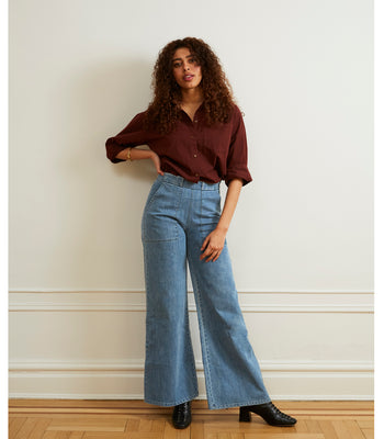 Long Sabrina Wide-Leg Jeans - Light Indigo