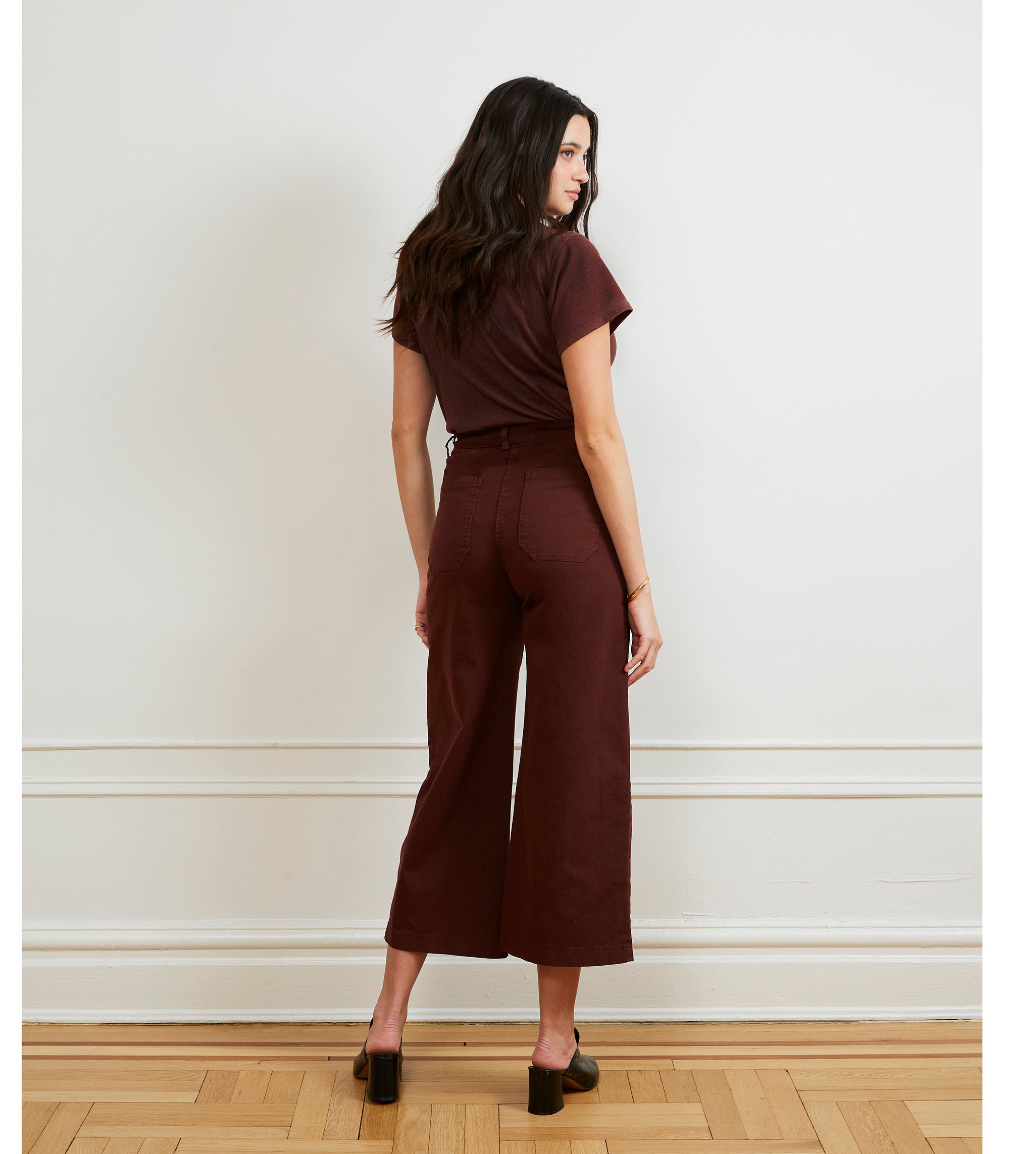 Simone Wide Crop Pants - Coffee SAMPLE SALE