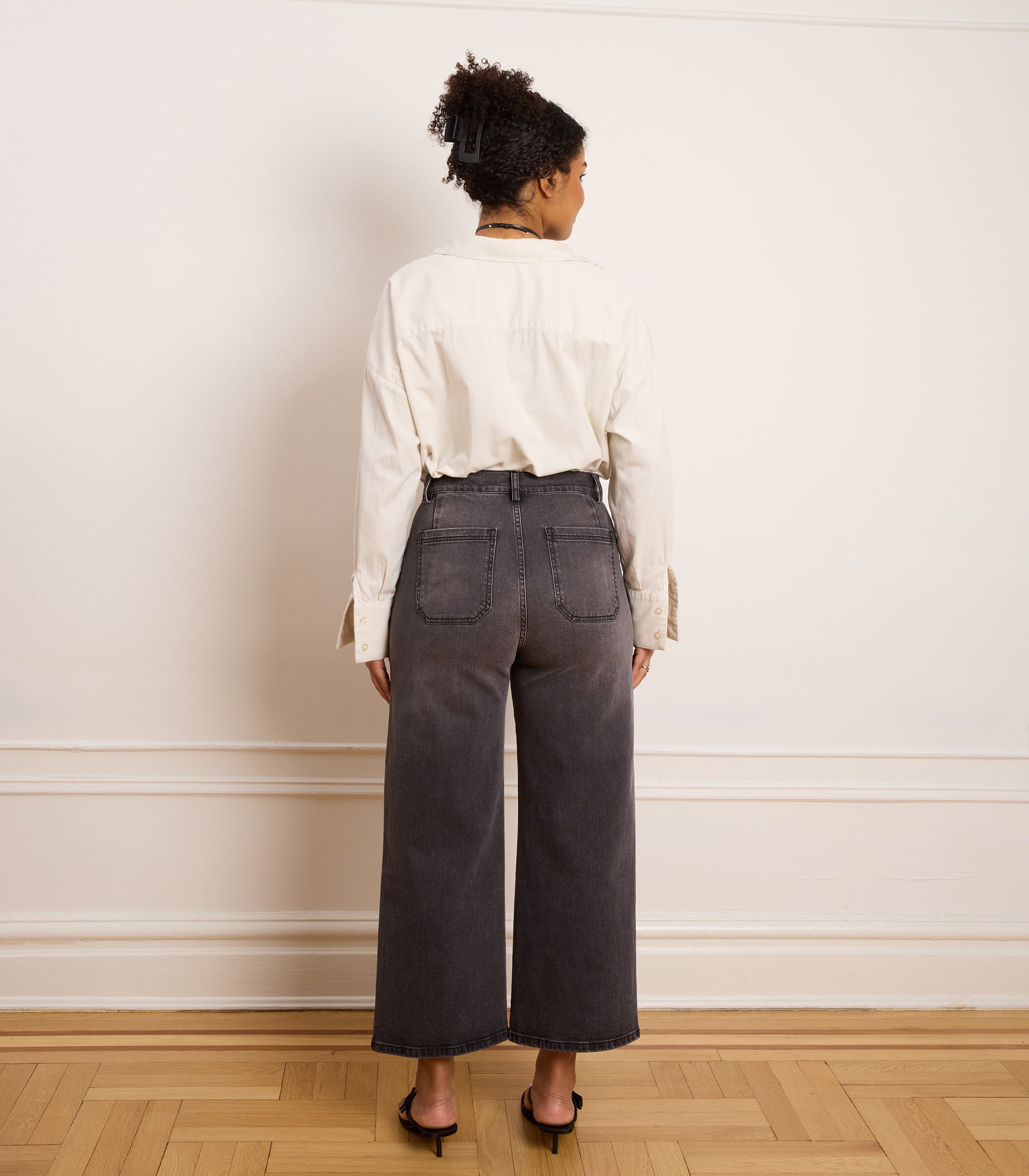 Simone Wide Crop Jeans - Gray