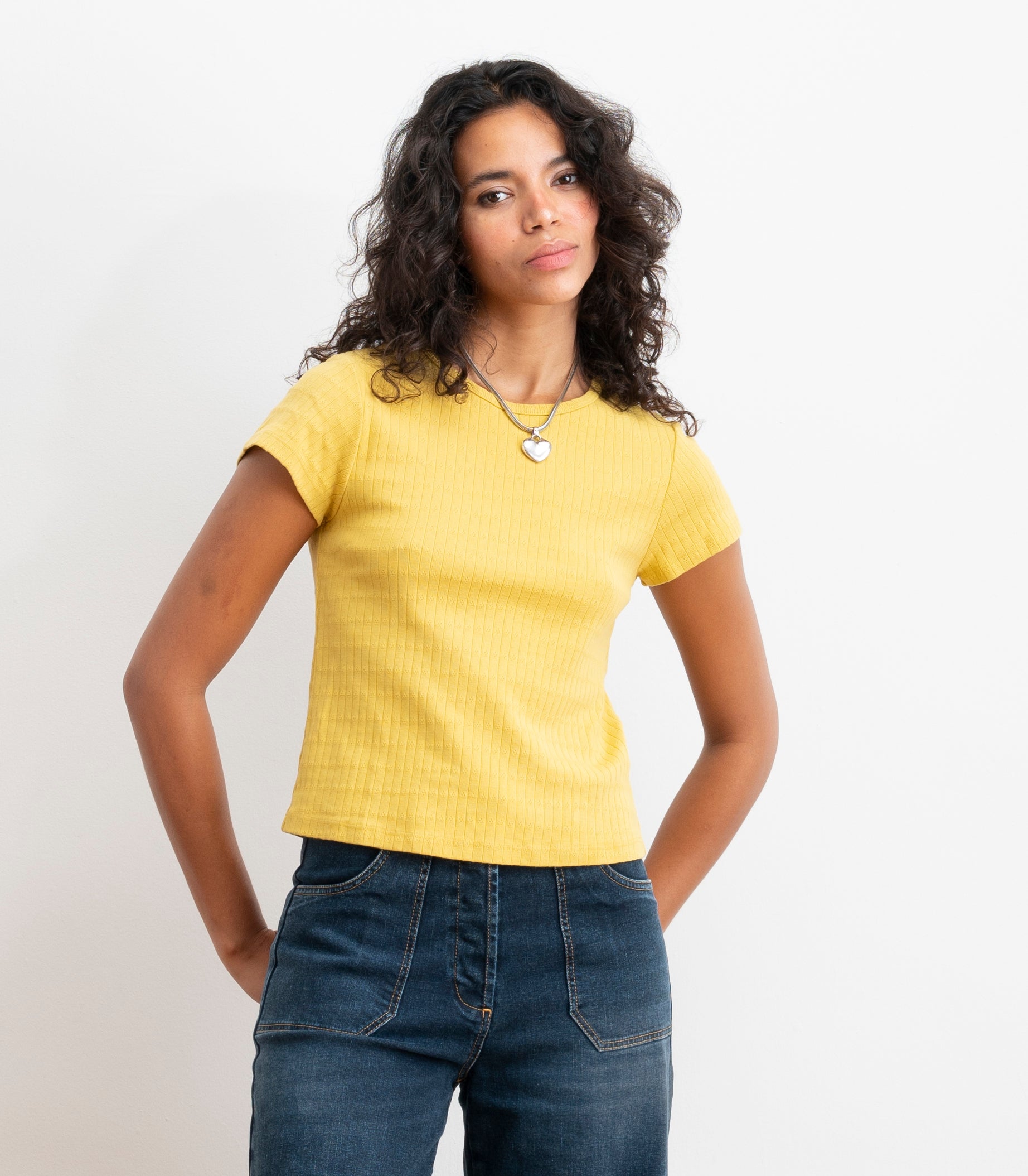 Miranda Pointelle Tee - Daffodil