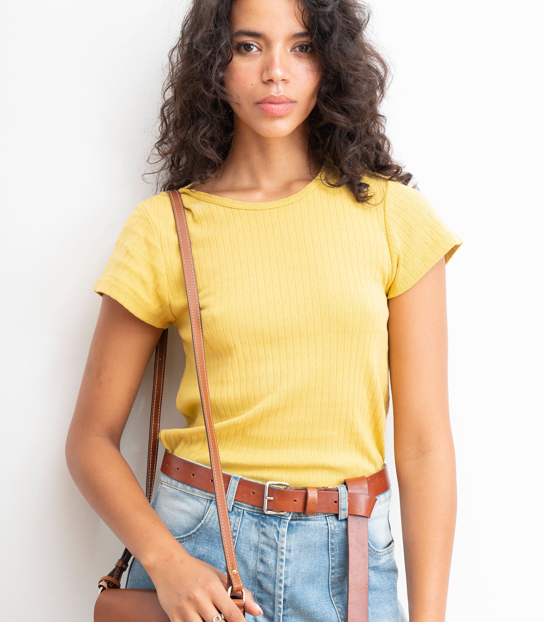 Miranda Pointelle Tee - Daffodil