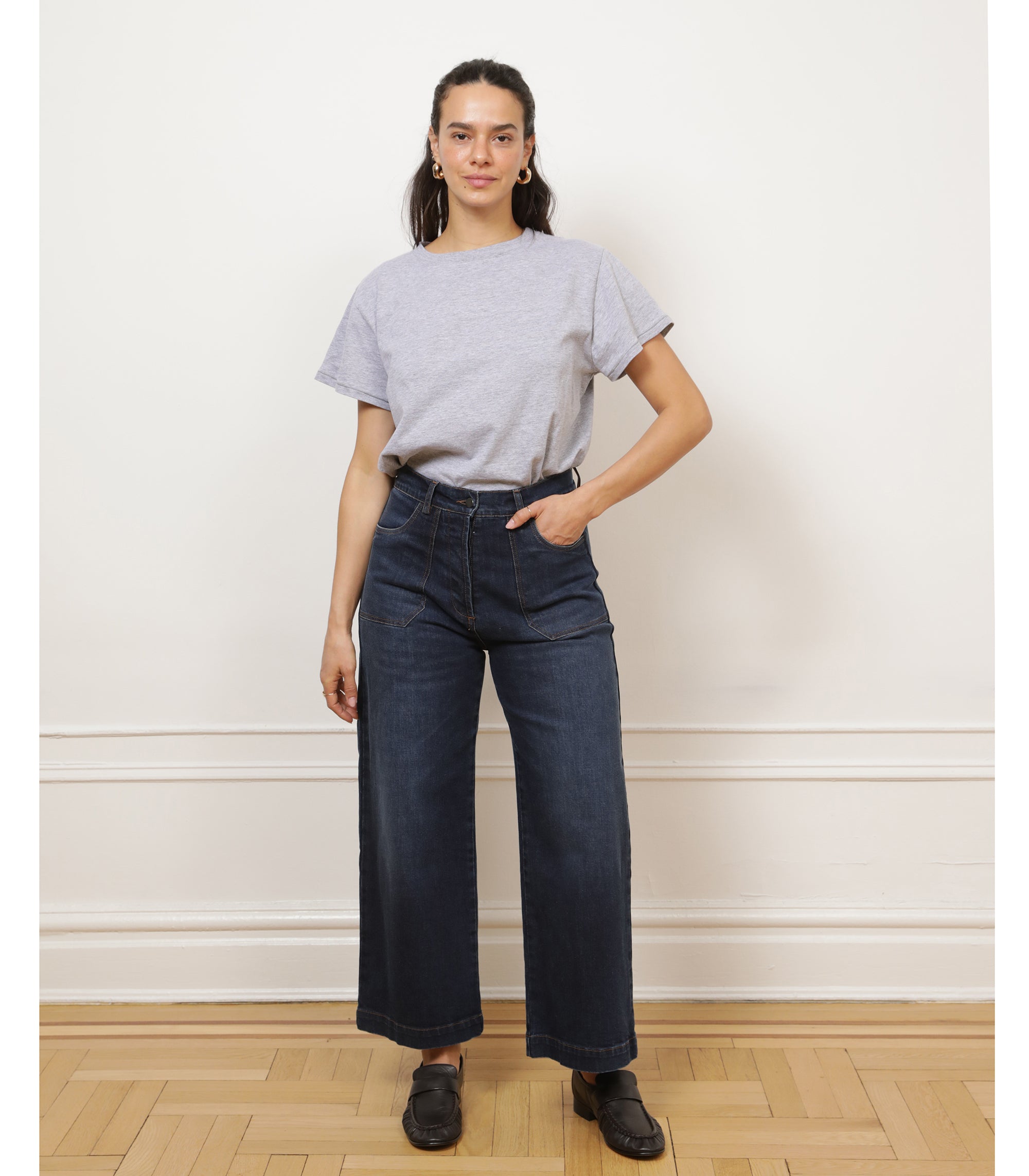 Simone Wide Crop Jeans - Cowboy Wash