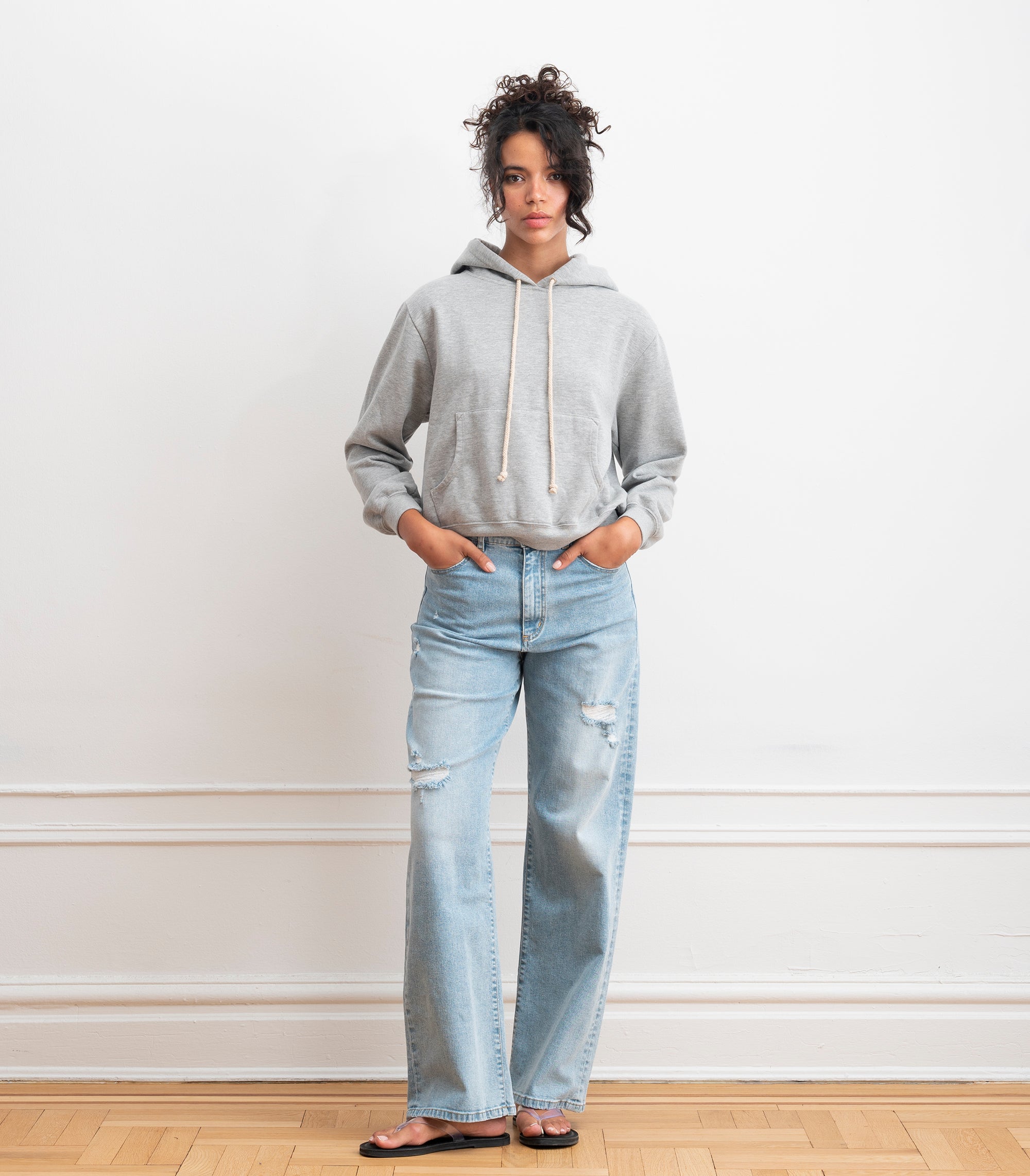 Gemma Washed Hooded Sweatshirt - Heather Gray