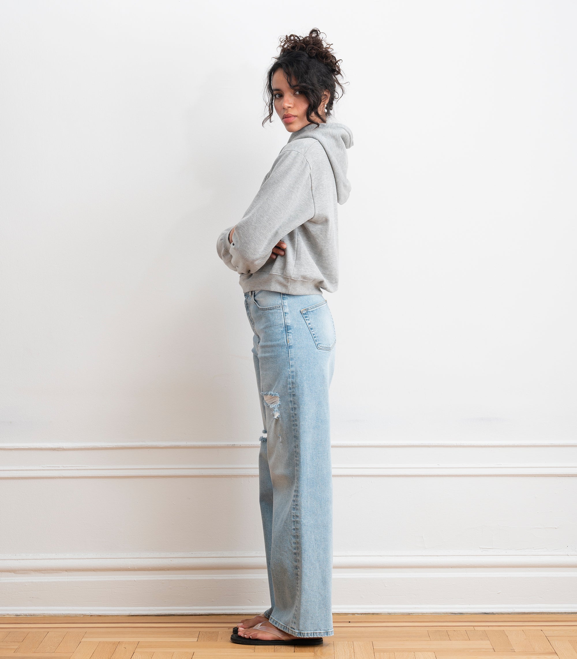 Gemma Washed Hooded Sweatshirt - Heather Gray