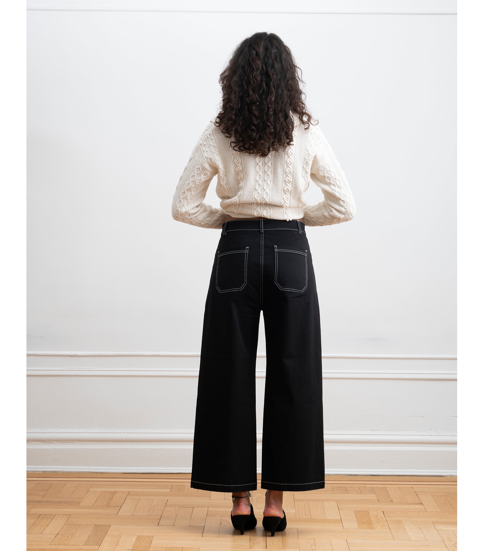 Michelle Cable-Knit Collar Cardigan - Ivory