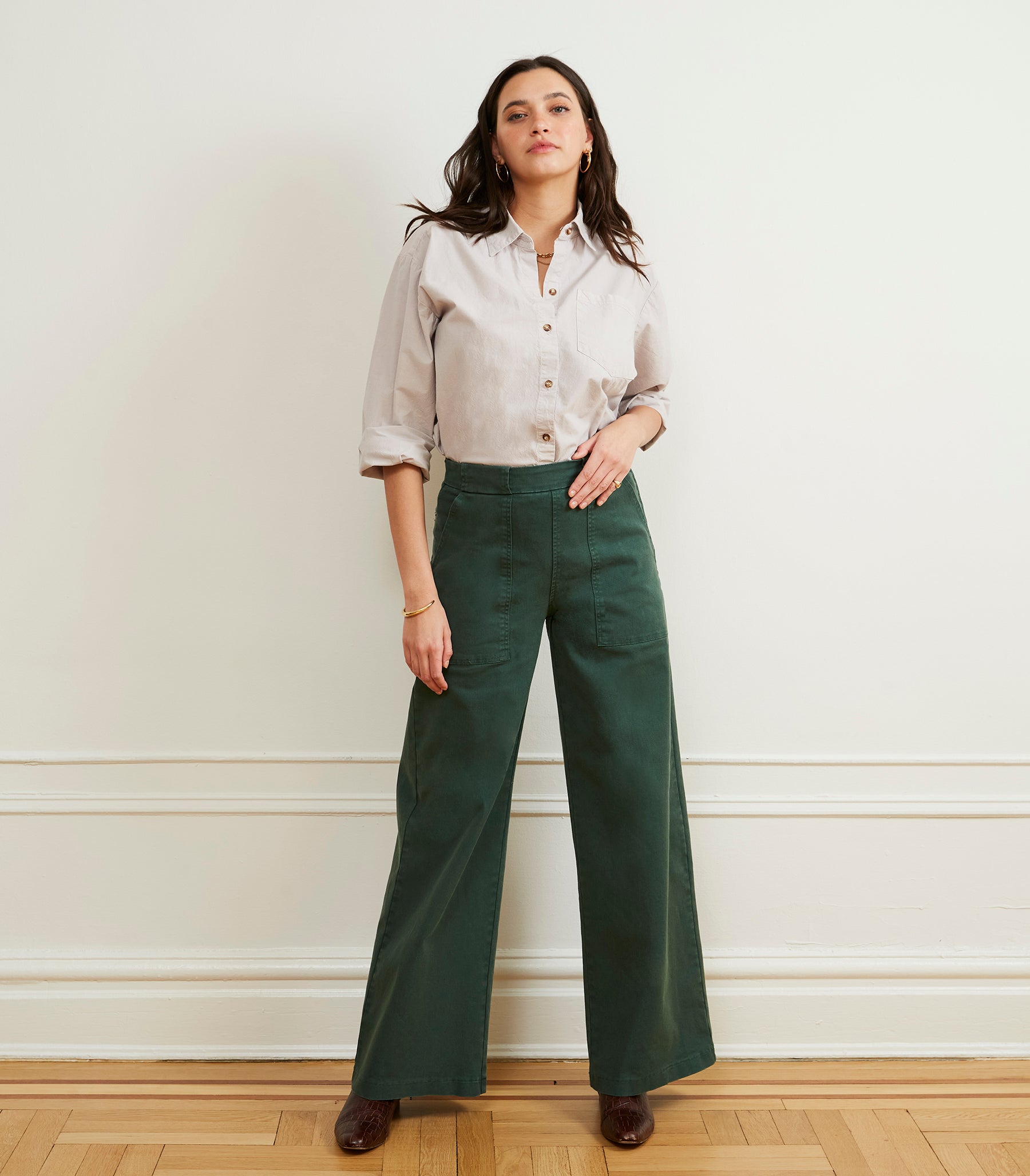 Long Sabrina Wide-Leg Pants - Hunter SAMPLE SALE