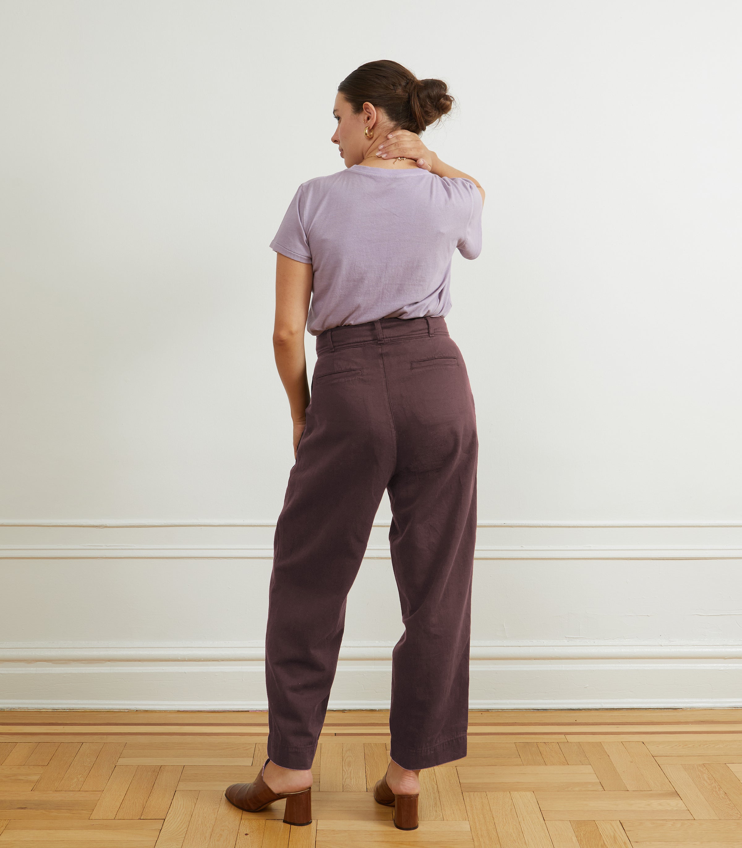 Elaine Pleated Tapered Trousers - Mauve SAMPLE SALE