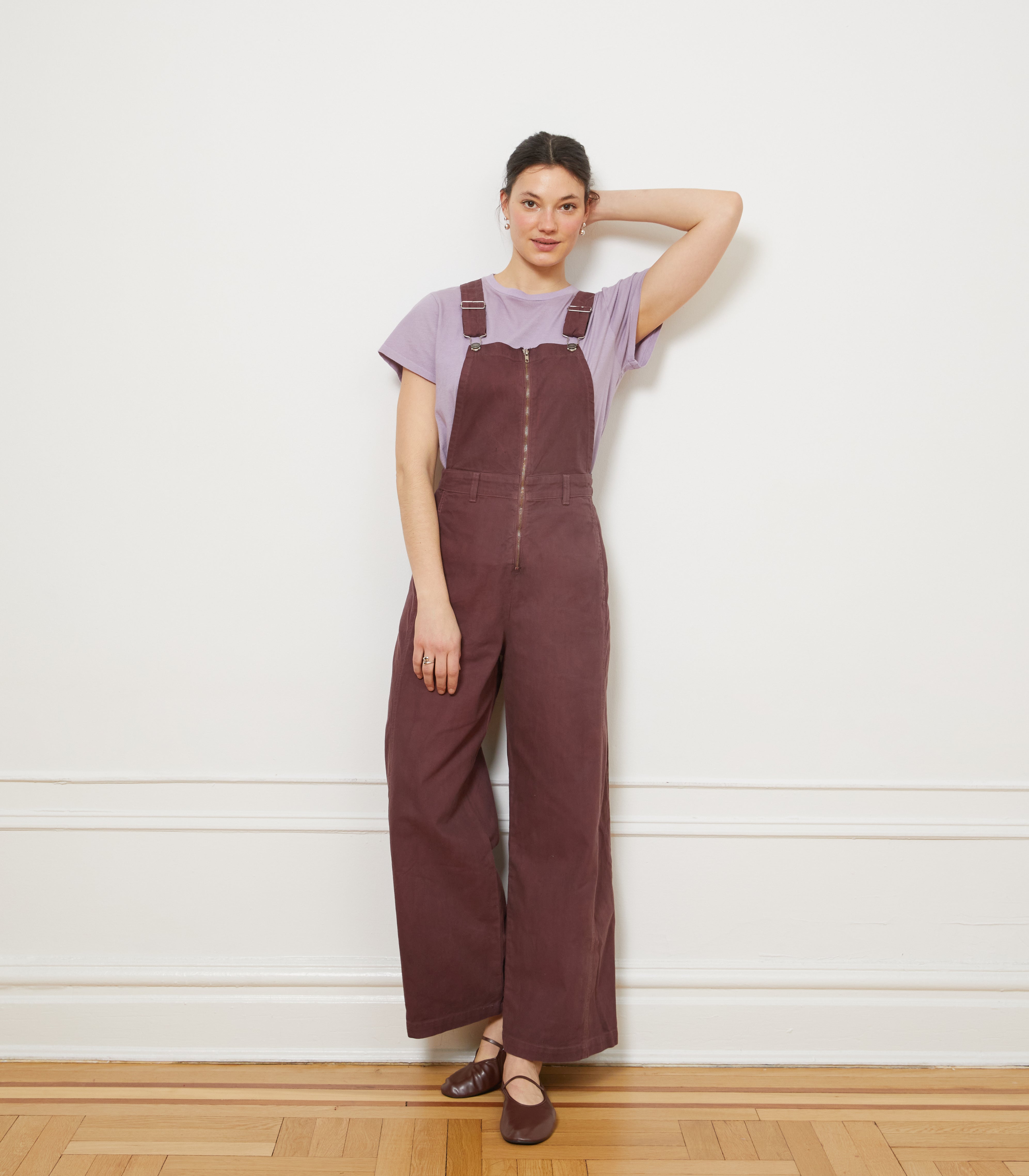 Madelyn Zip Front Overalls - Mauve SAMPLE SALE