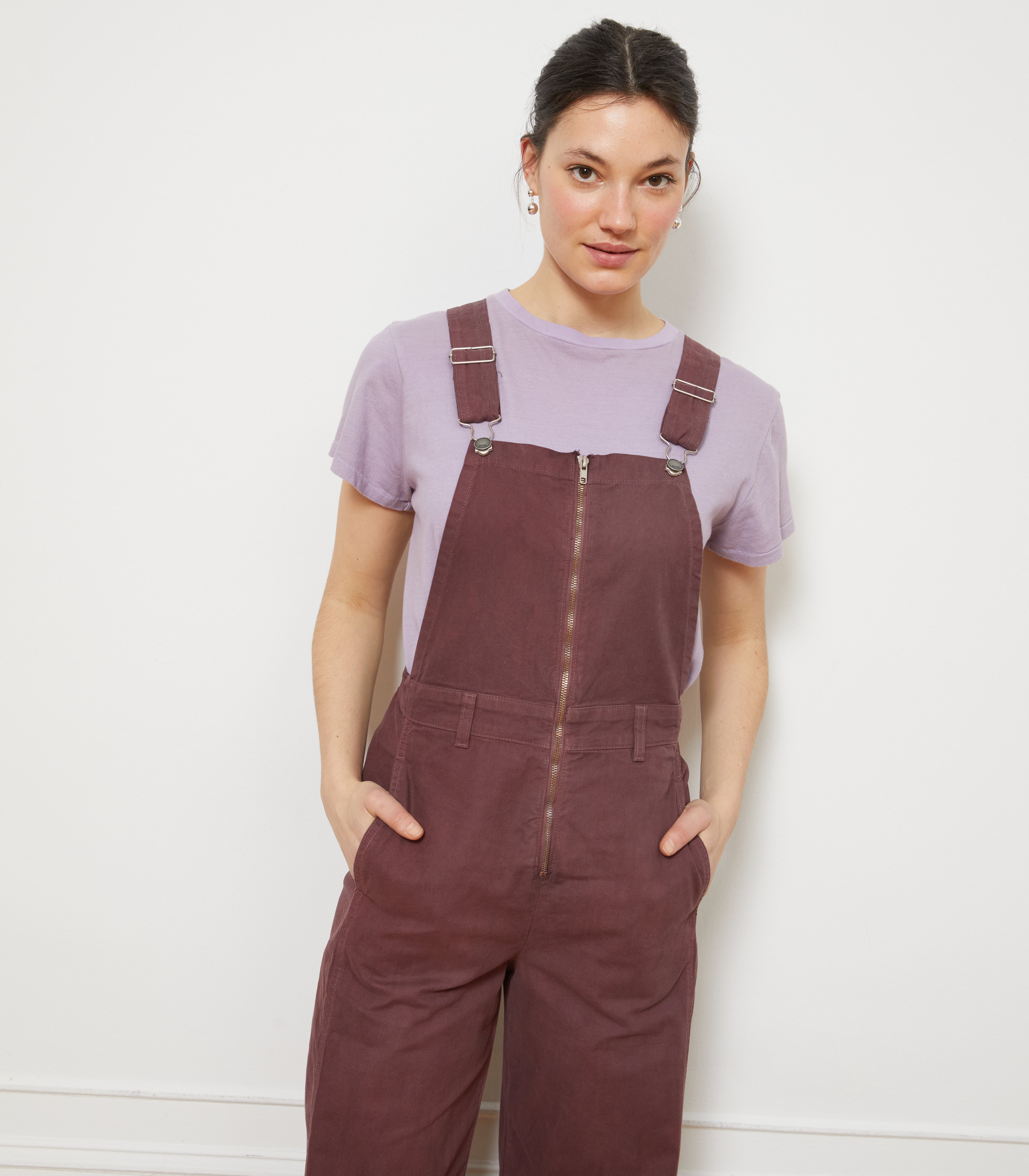 Madelyn Zip Front Overalls - Mauve SAMPLE SALE