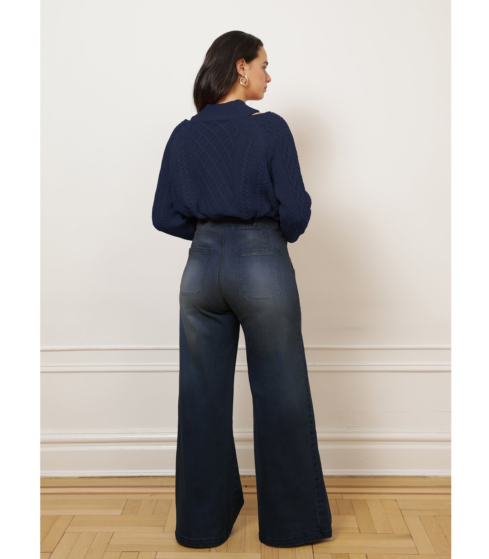 Long Sabrina Wide-Leg Jeans - Cowboy