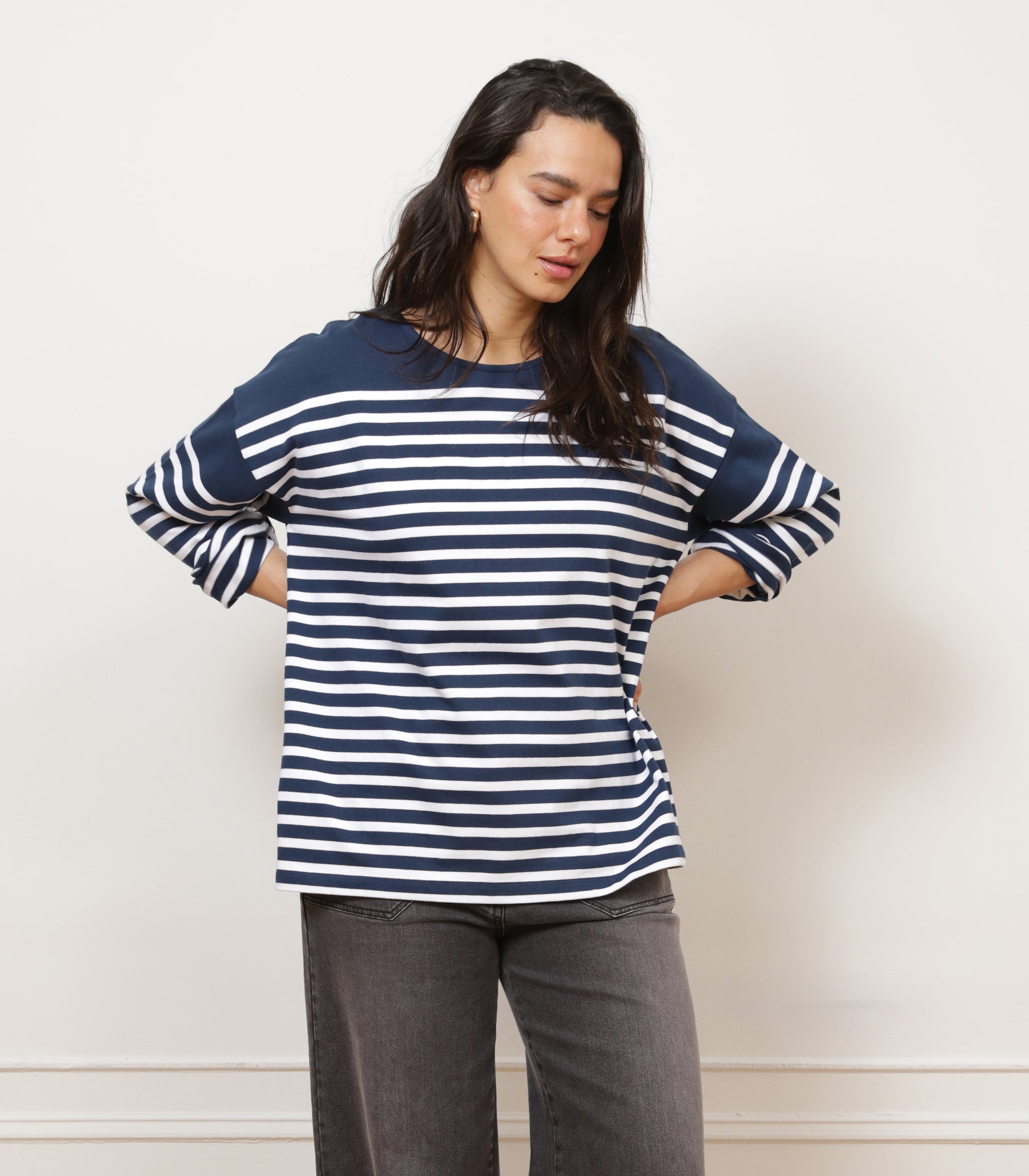 Marianne Stripe Breton Tee - Midnight