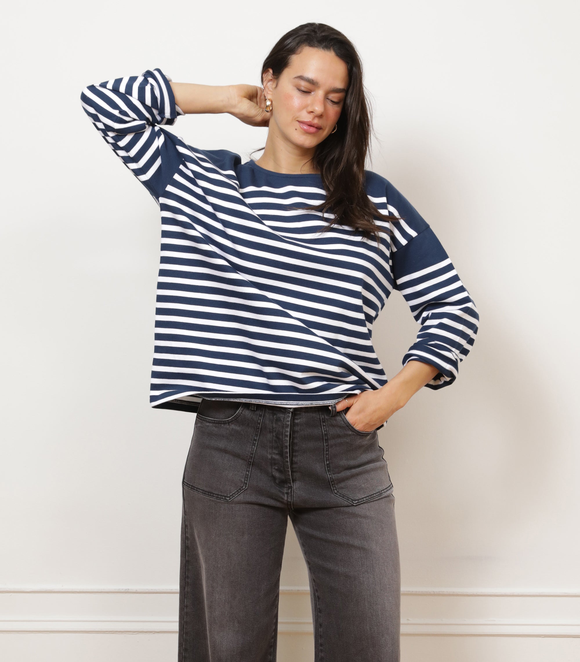 Marianne Stripe Breton Tee - Midnight