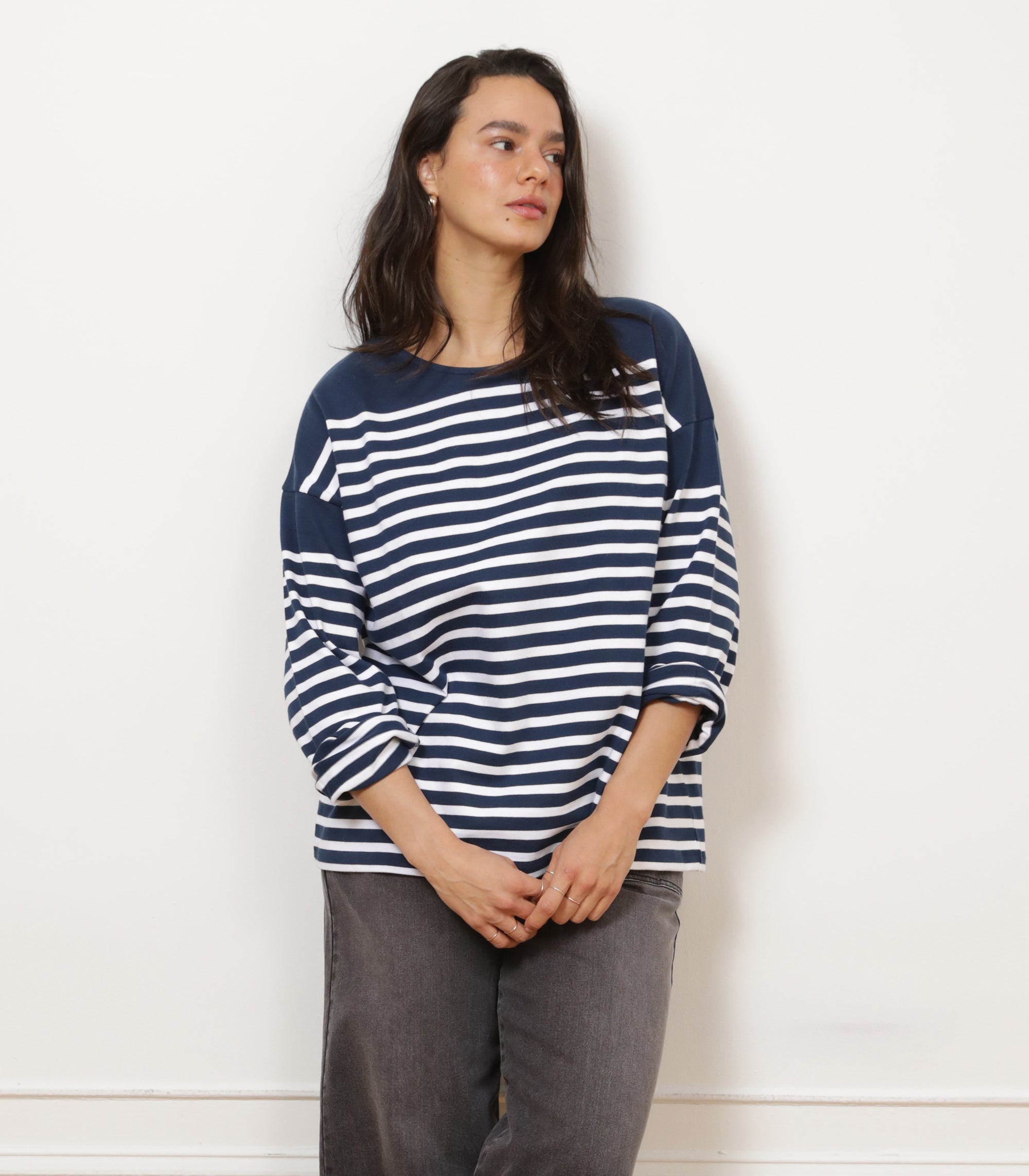 Marianne Stripe Breton Tee - Midnight