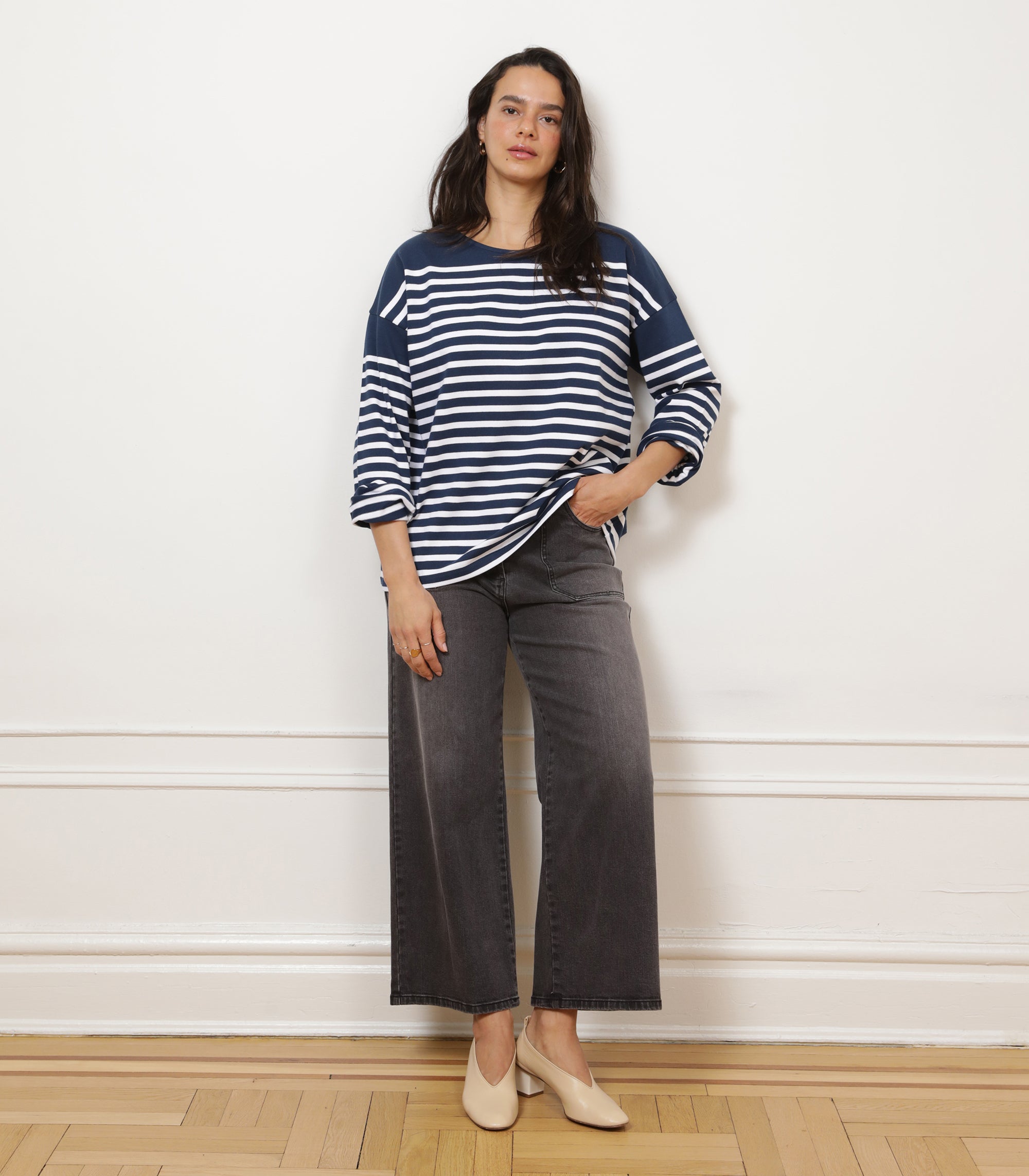 Marianne Stripe Breton Tee - Midnight