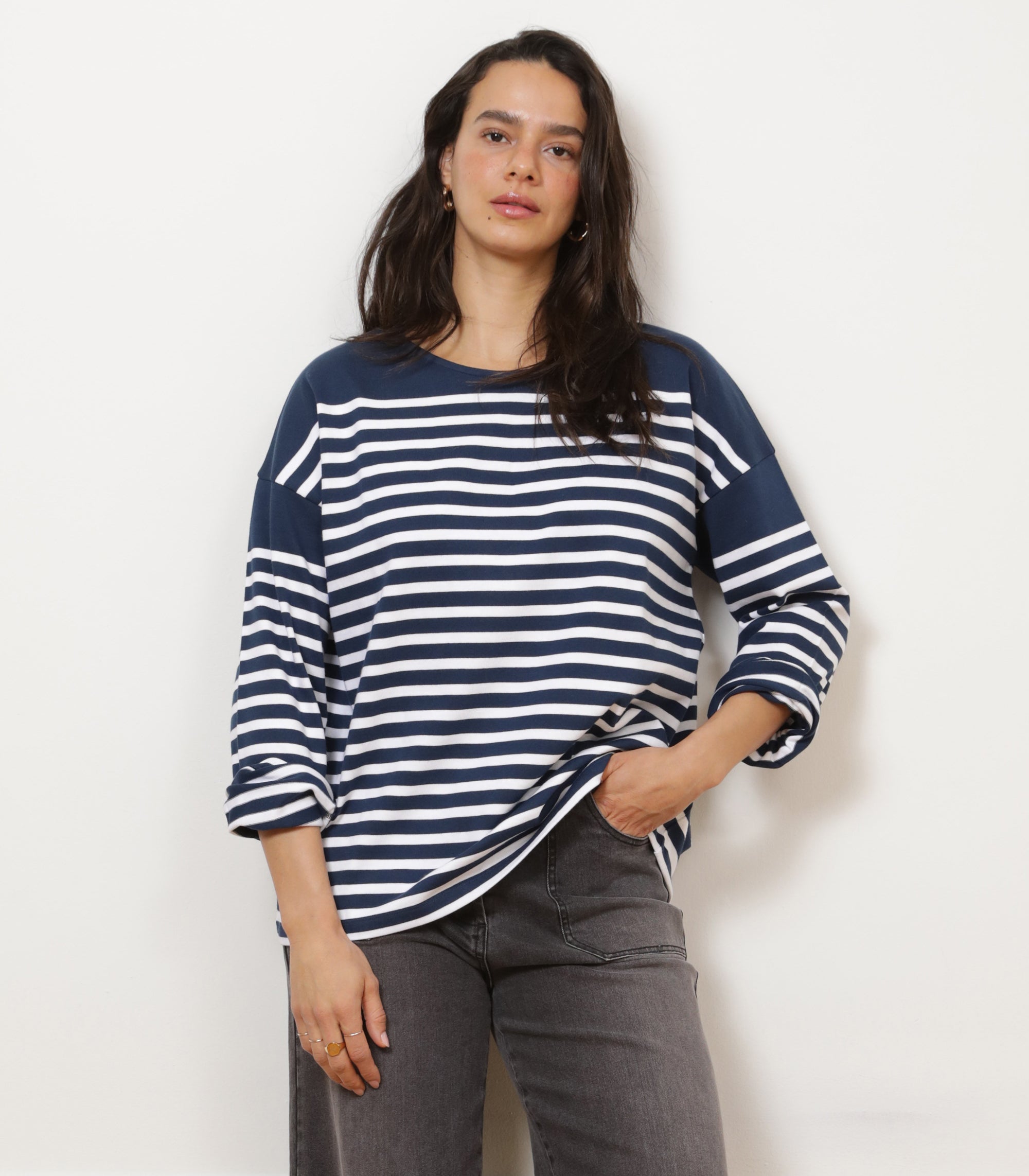 Marianne Stripe Breton Tee - Midnight