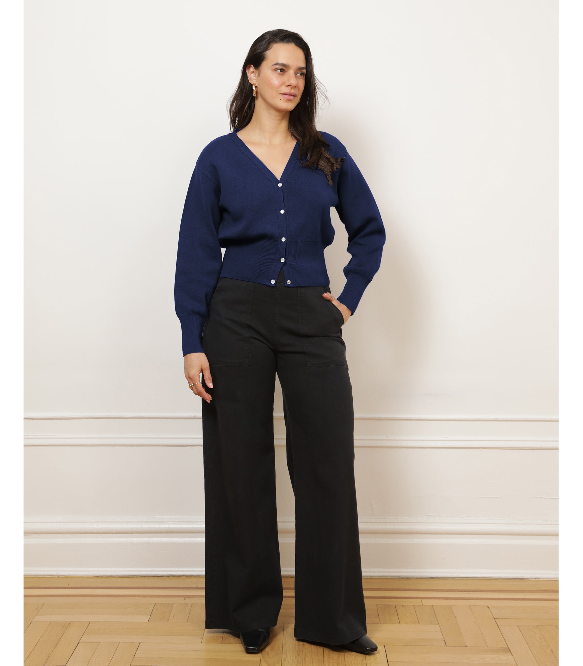 Long Sabrina Wide-Leg Pants - Black