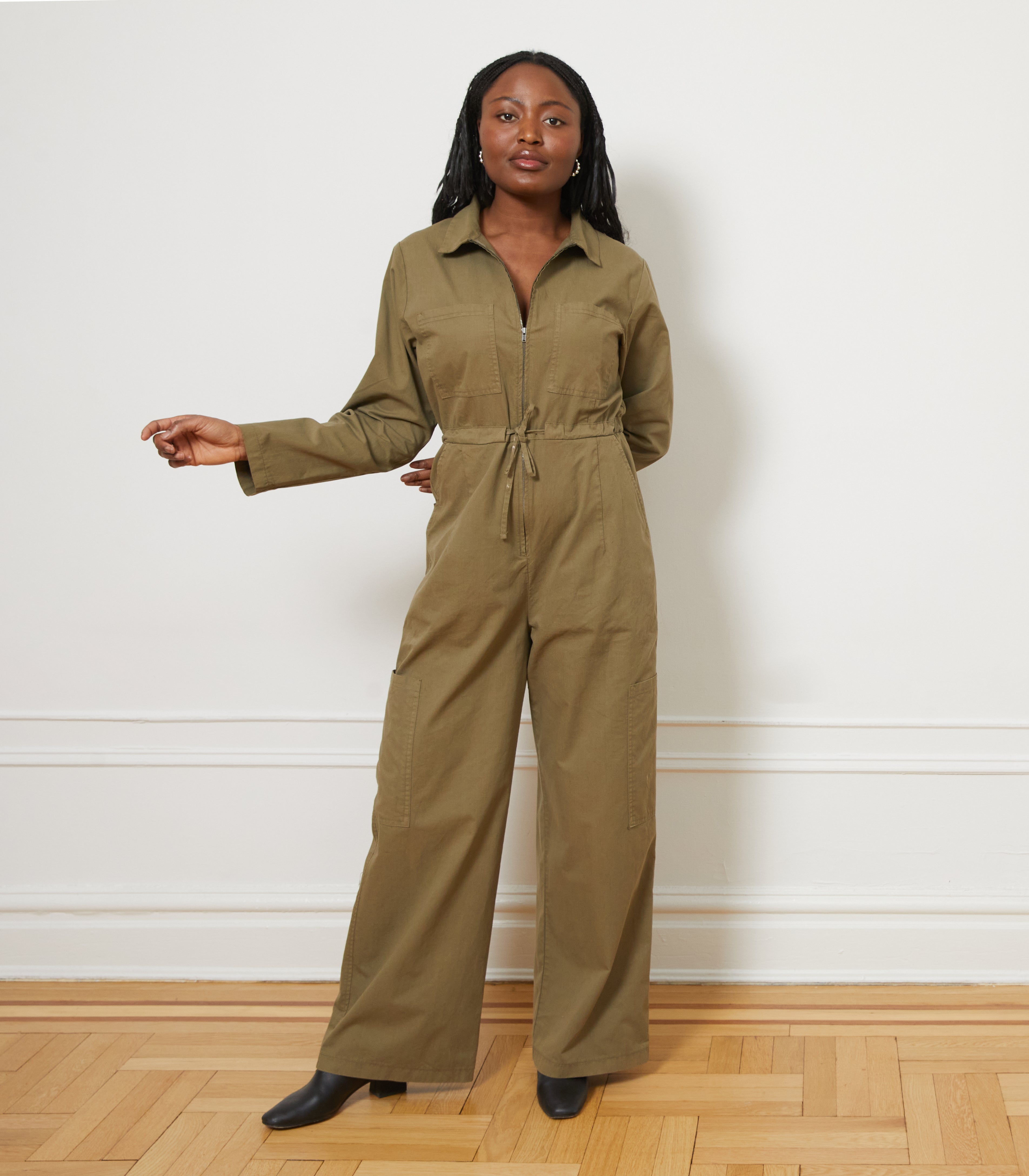 Spencer Cargo Zip Jumpsuit - Olive SAMPLE SALE