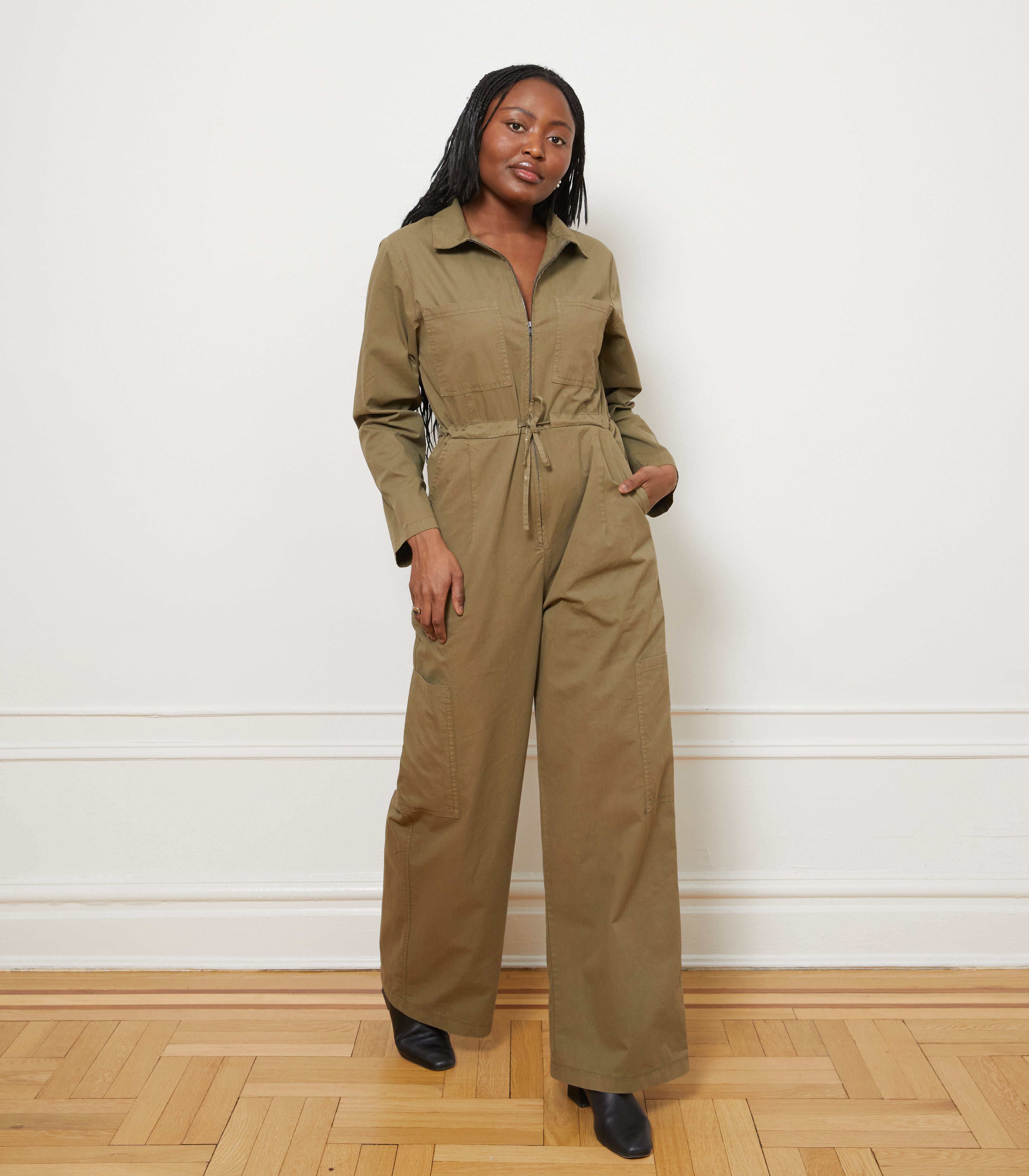 Spencer Cargo Zip Jumpsuit - Olive SAMPLE SALE
