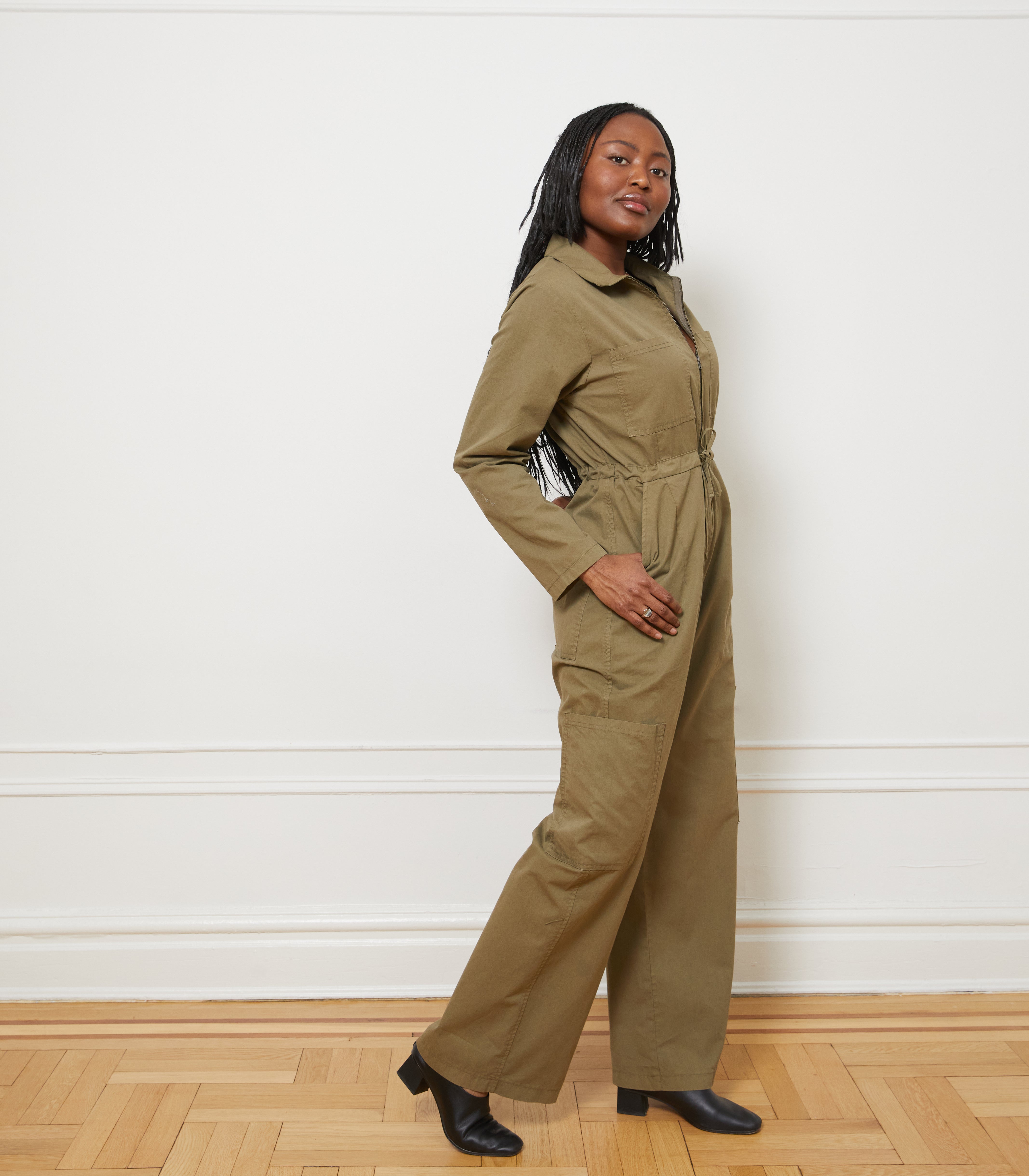 Spencer Cargo Zip Jumpsuit - Olive SAMPLE SALE