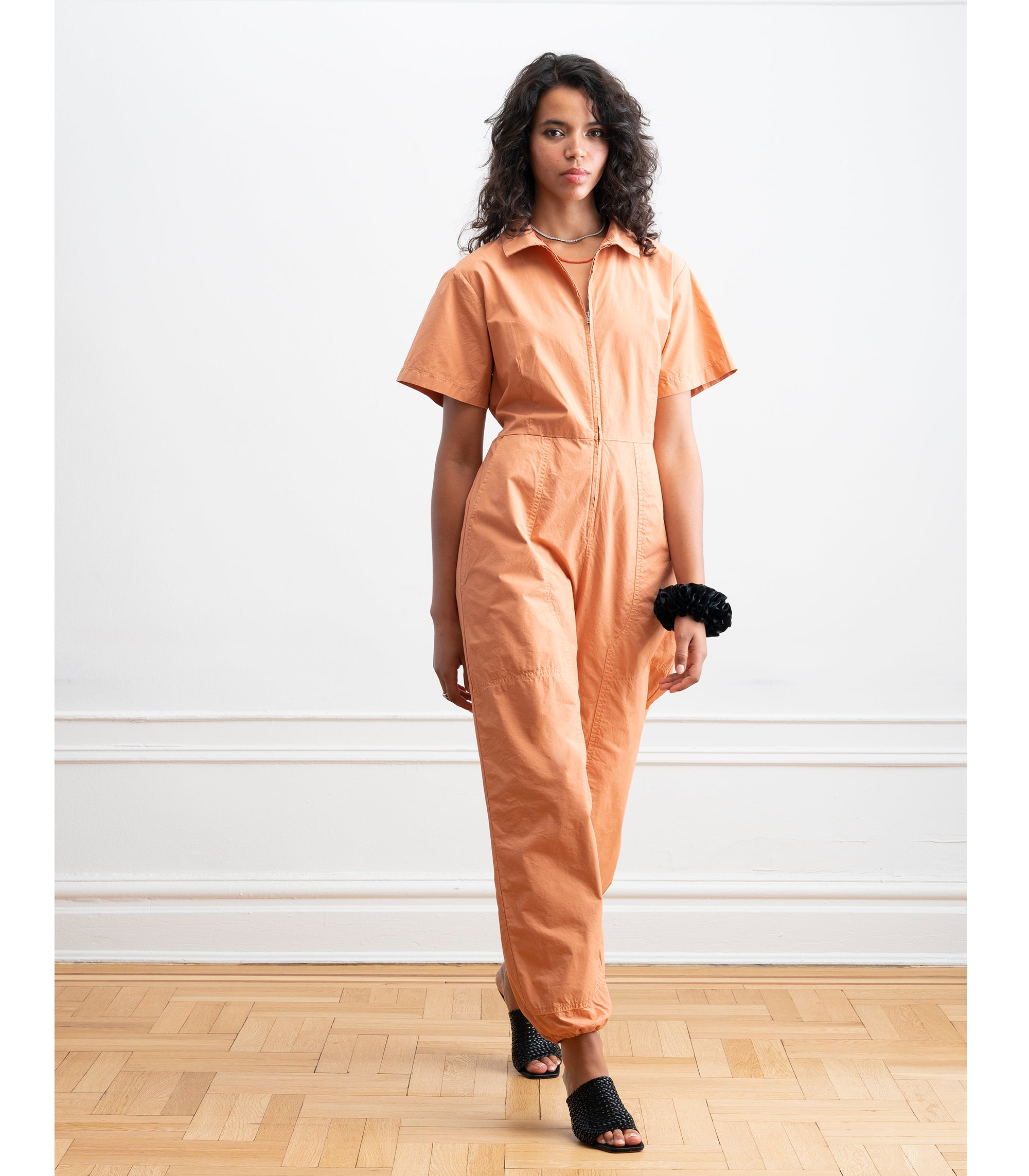 Clara Short Sleeve Parachute Leg Jumpsuit - Peach SS26