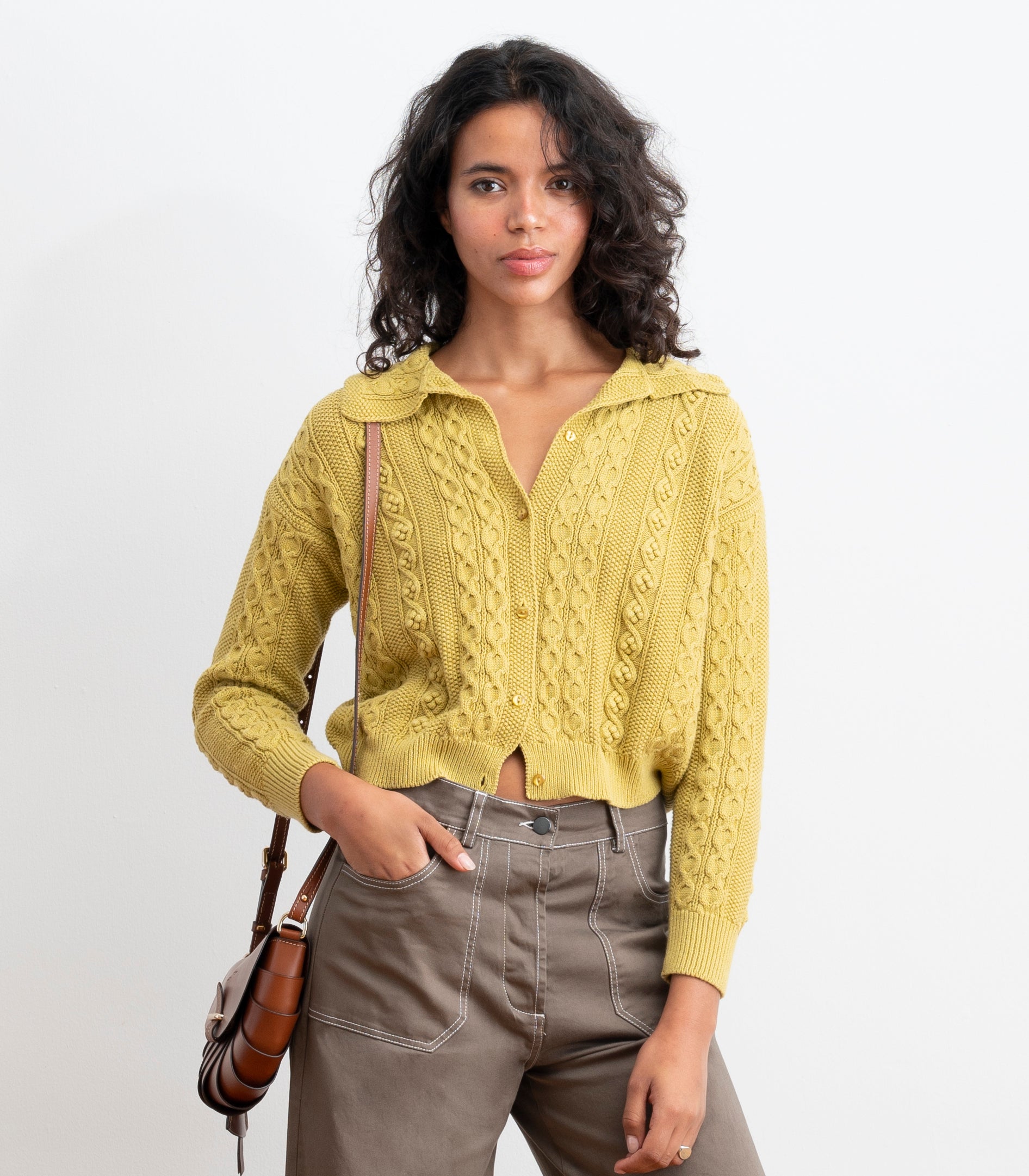 Women's Cotton Cable-Knit Cardigan | Michelle – Loup