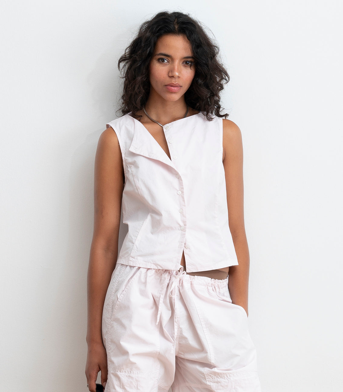 Hannah Cropped Tie Vest - Primrose