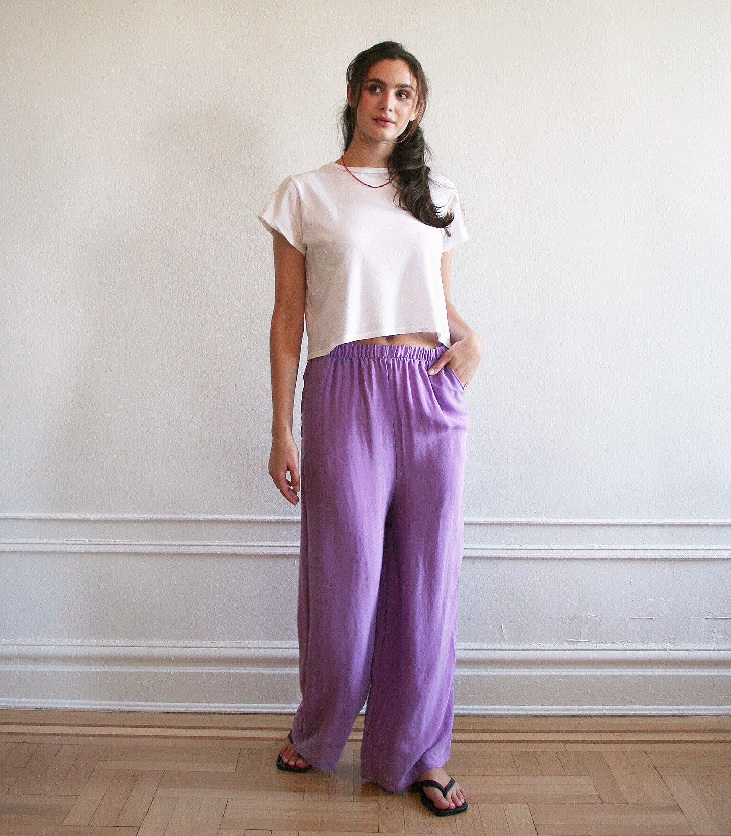 Lana Silky Wide Leg Pants - Purple