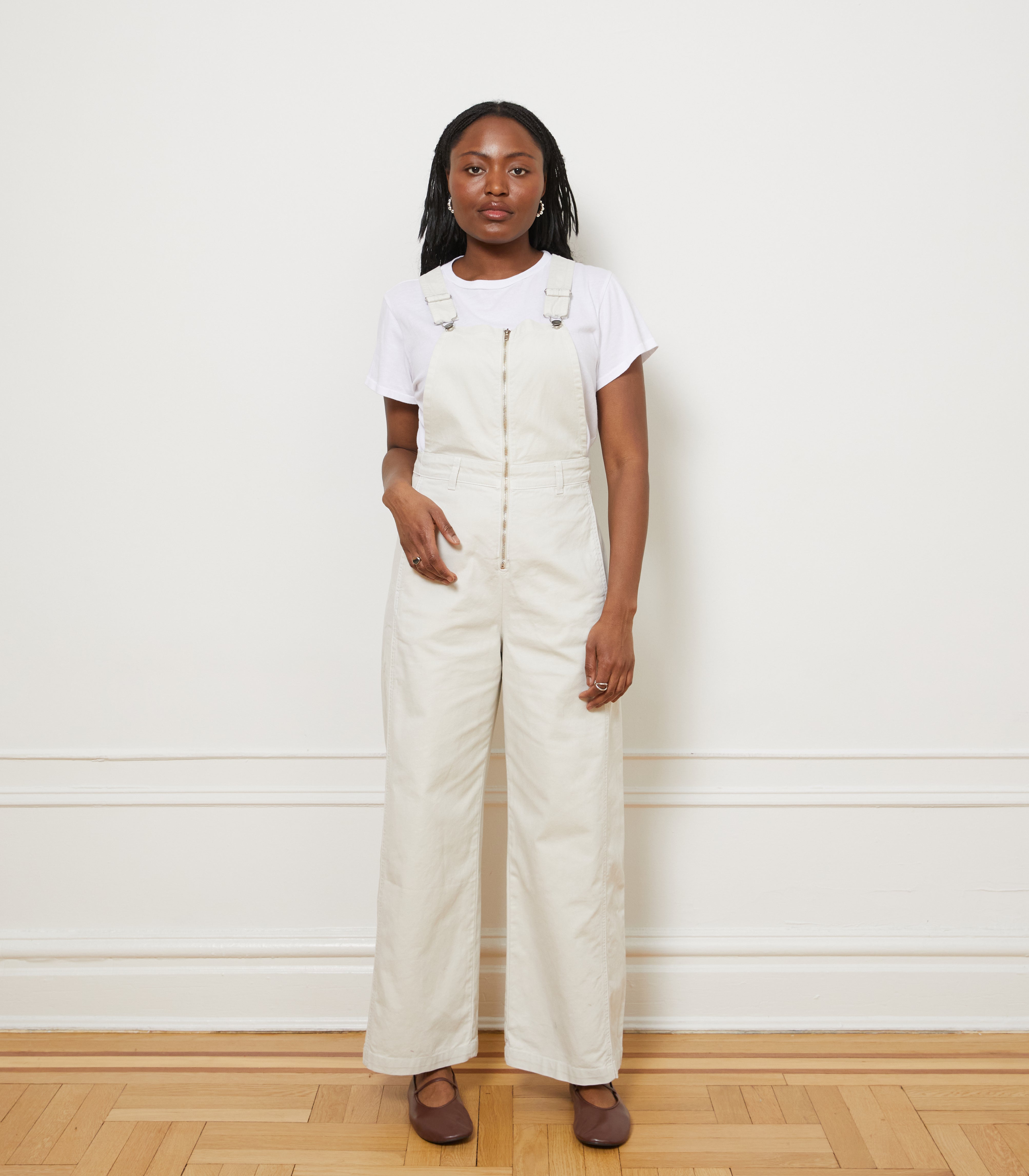 Madelyn Zip Front Overalls - Salt