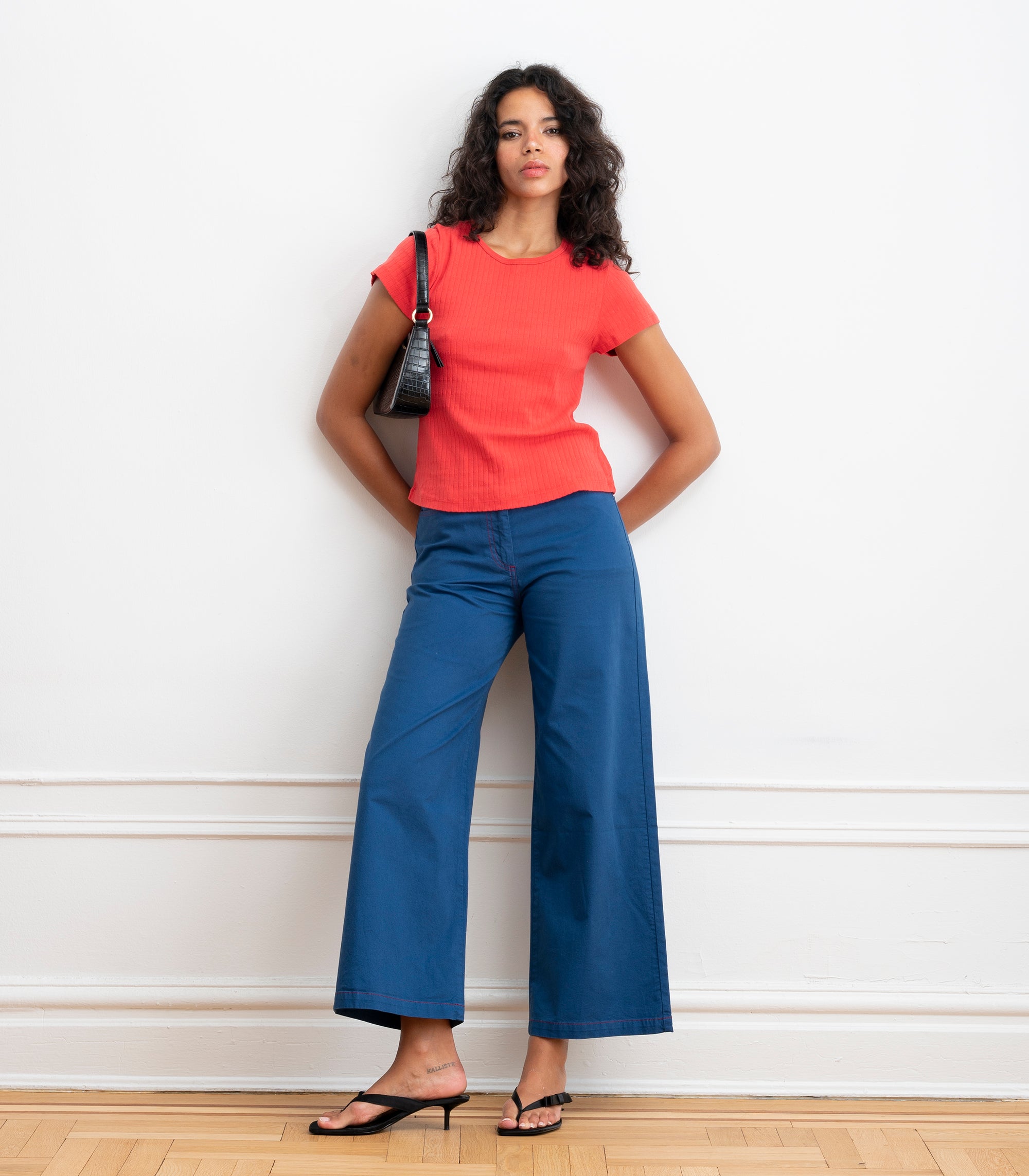 Miranda Pointelle Tee - Strawberry