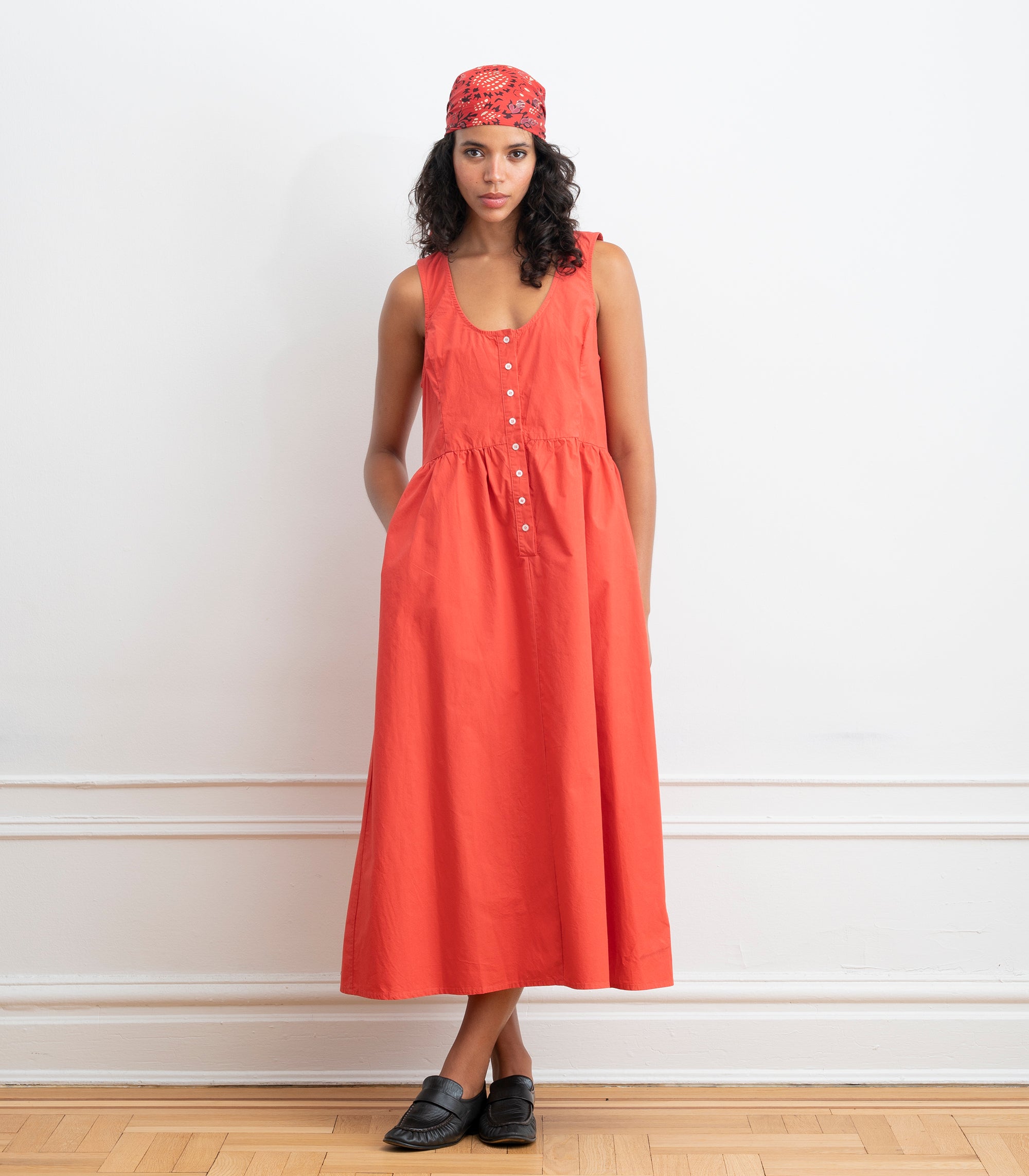 Sierra Button Up Midi Dress - Strawberry