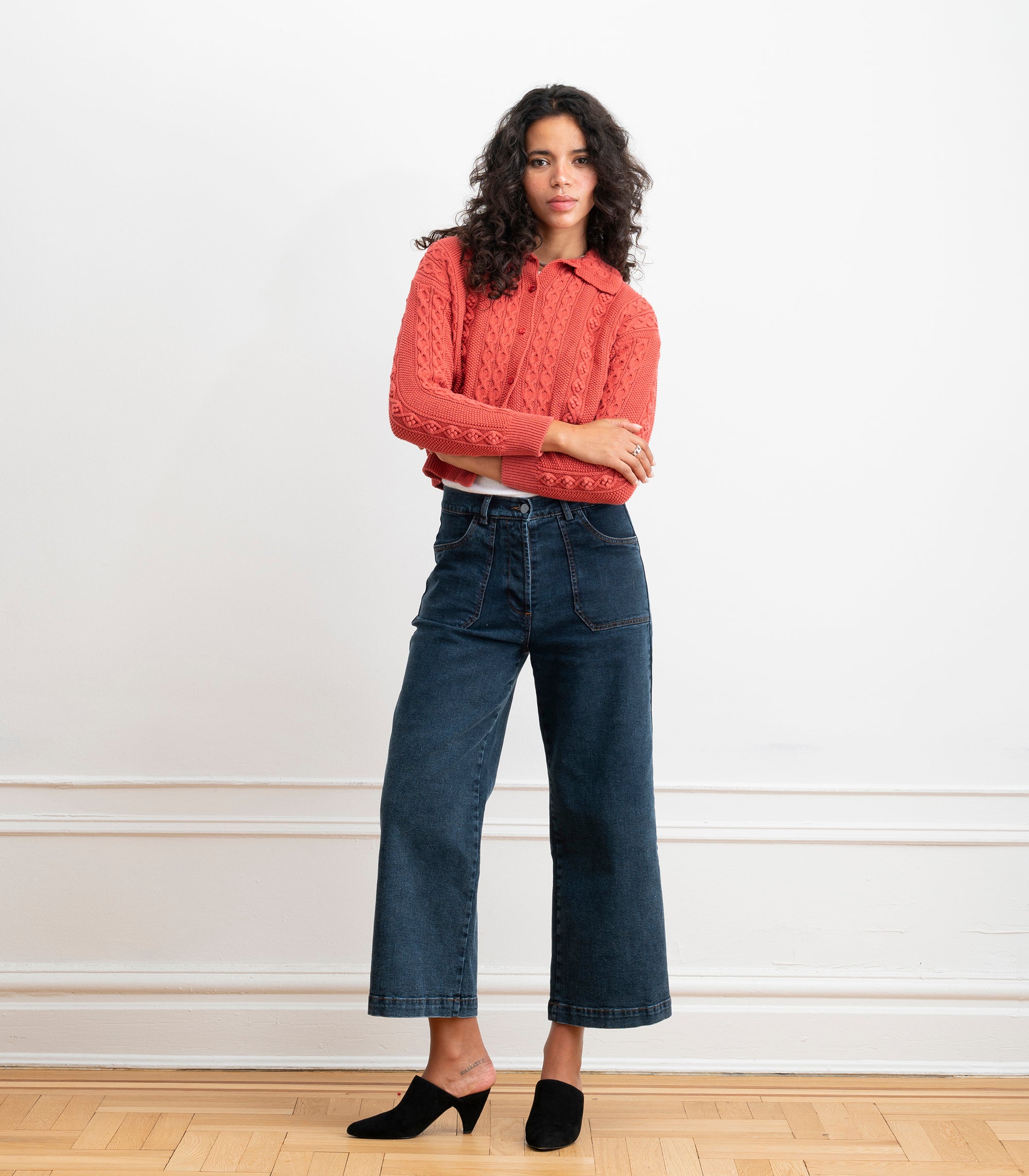 Simone Wide Crop Jeans - New York Dark