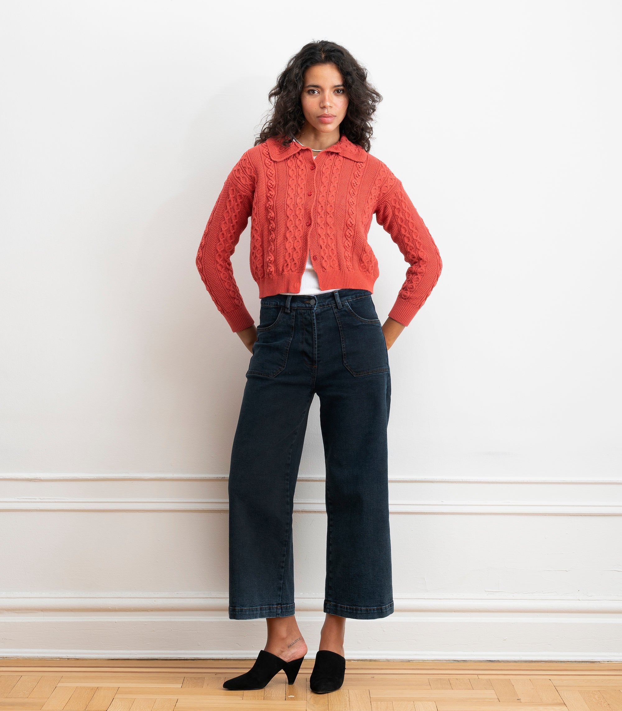 Simone Wide Crop Jeans - New York Dark