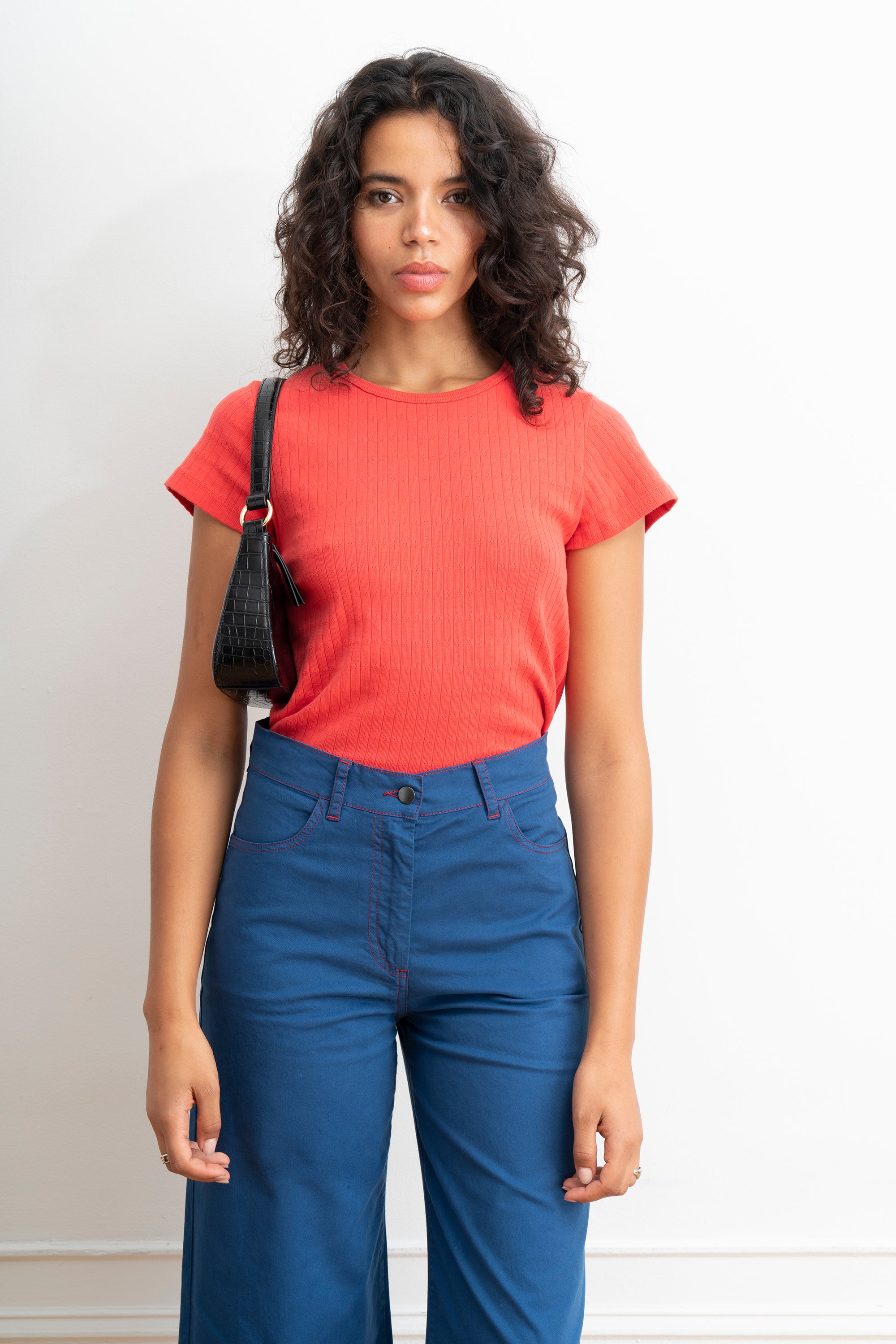 Miranda Pointelle Tee - Strawberry